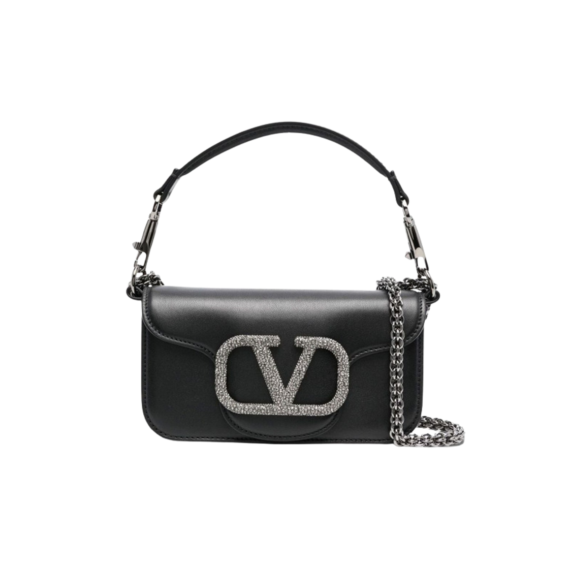 B0K53CWR249 Valentino Loco Leather Shoulder Bag Black