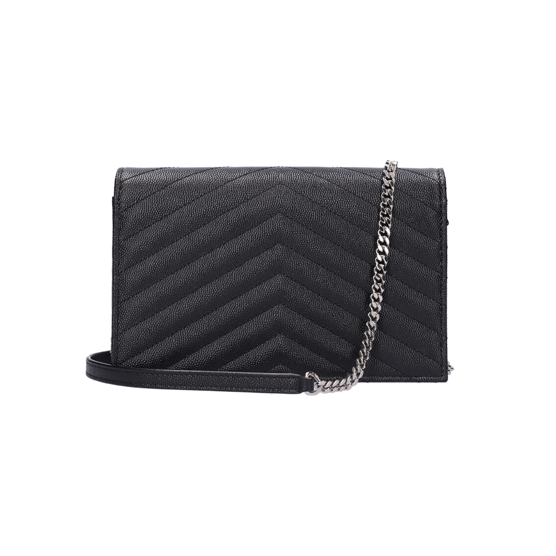 생로랑 742920 그랑 드 뿌드르 체인 지갑 블랙 레더 블랙 은장(Saint Laurent Grain de Poudre Chain Wallet Black Leather Silver-tone) - 2