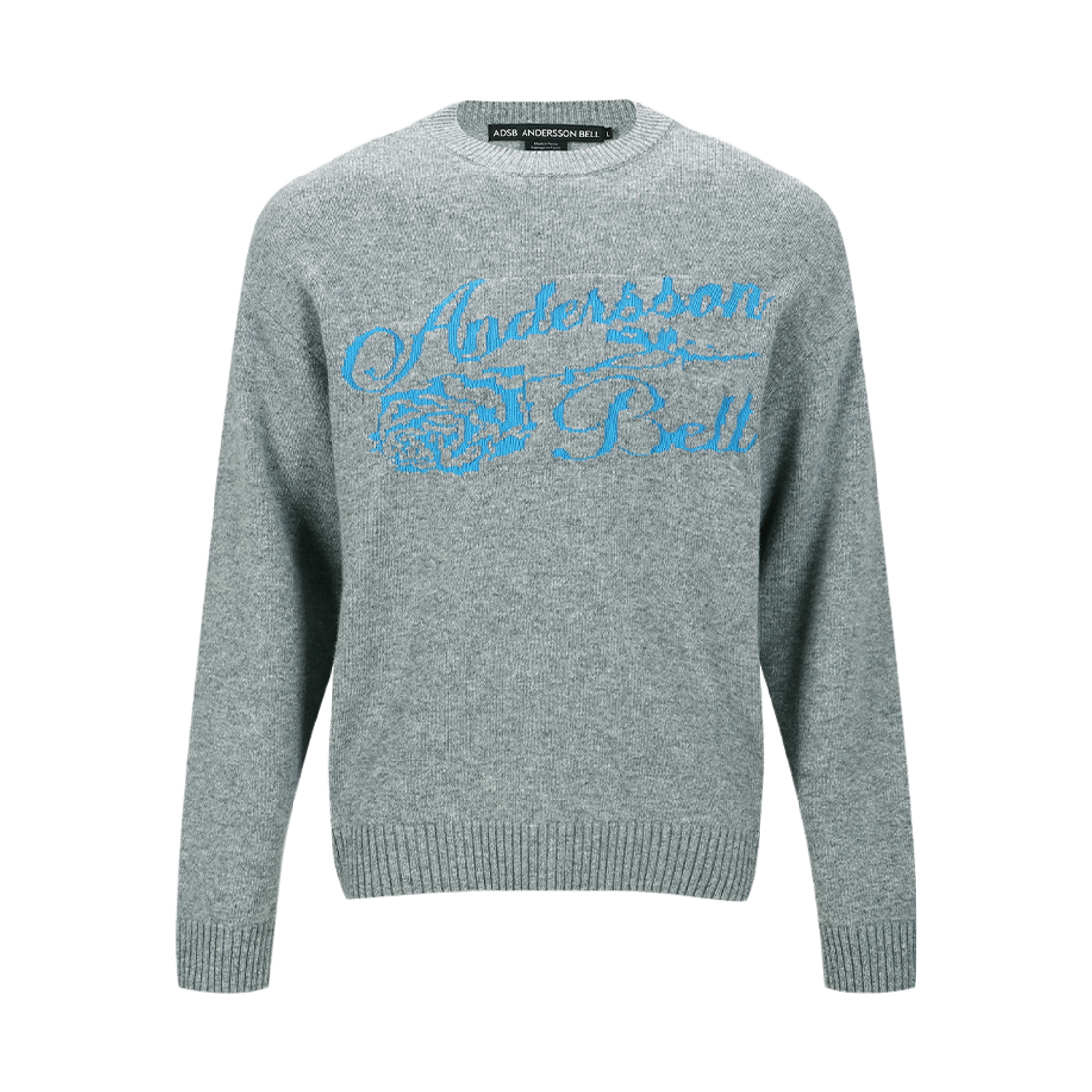 ADSB 앤더슨벨 유니섹스 캐시미어 로즈 크루넥 스웨터 그레이