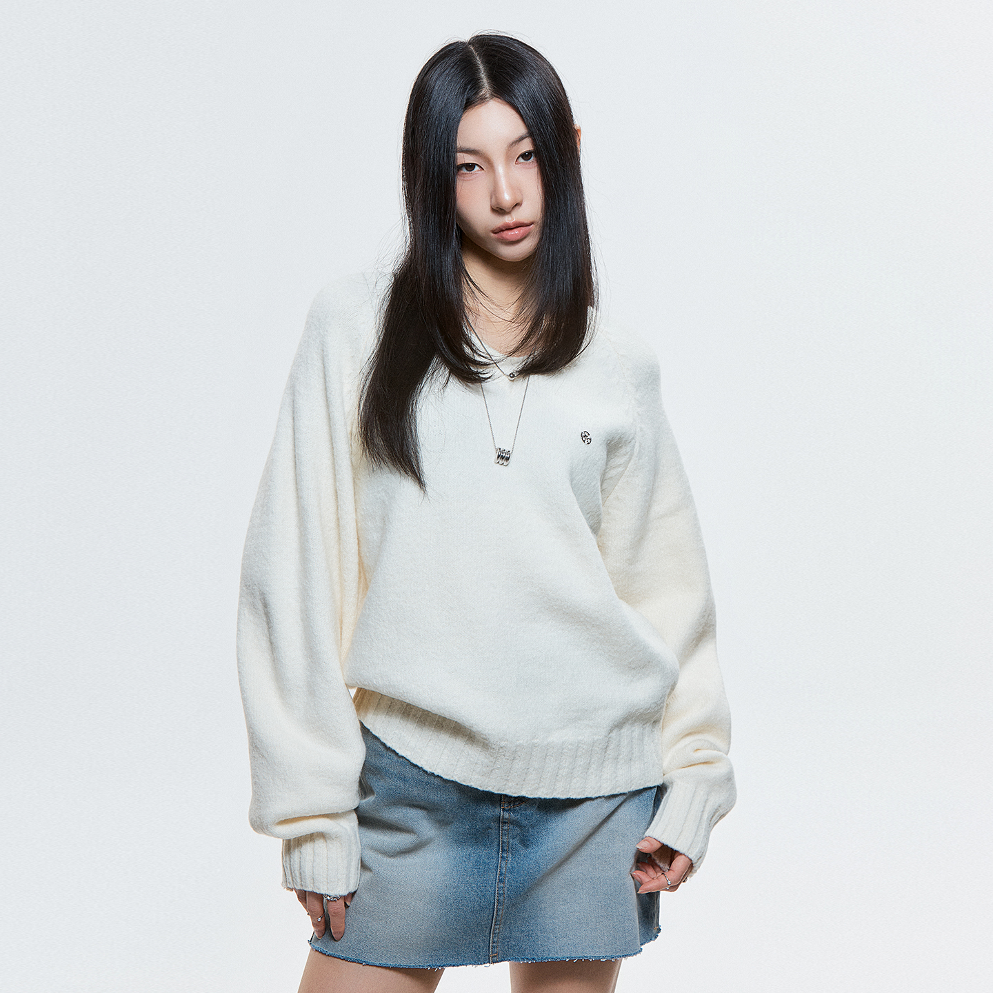 디오스피스 라글란 니트 아이보리(DAUSPICE Raglan Knit Ivory) - 3