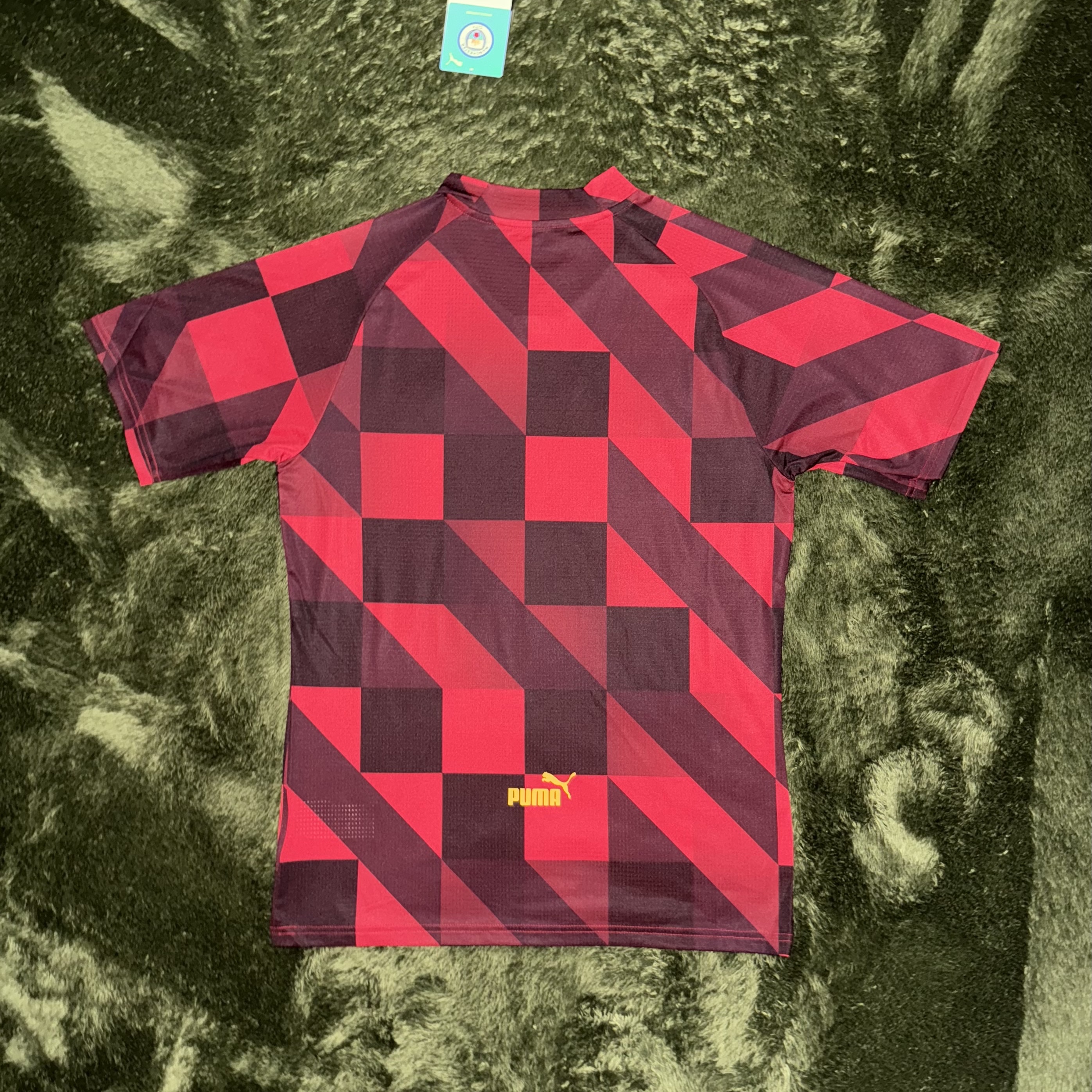 Puma 2022/23 Manchester City Prematch Short Sleeve Jersey Tango Red Black 착용 스타일 - 7