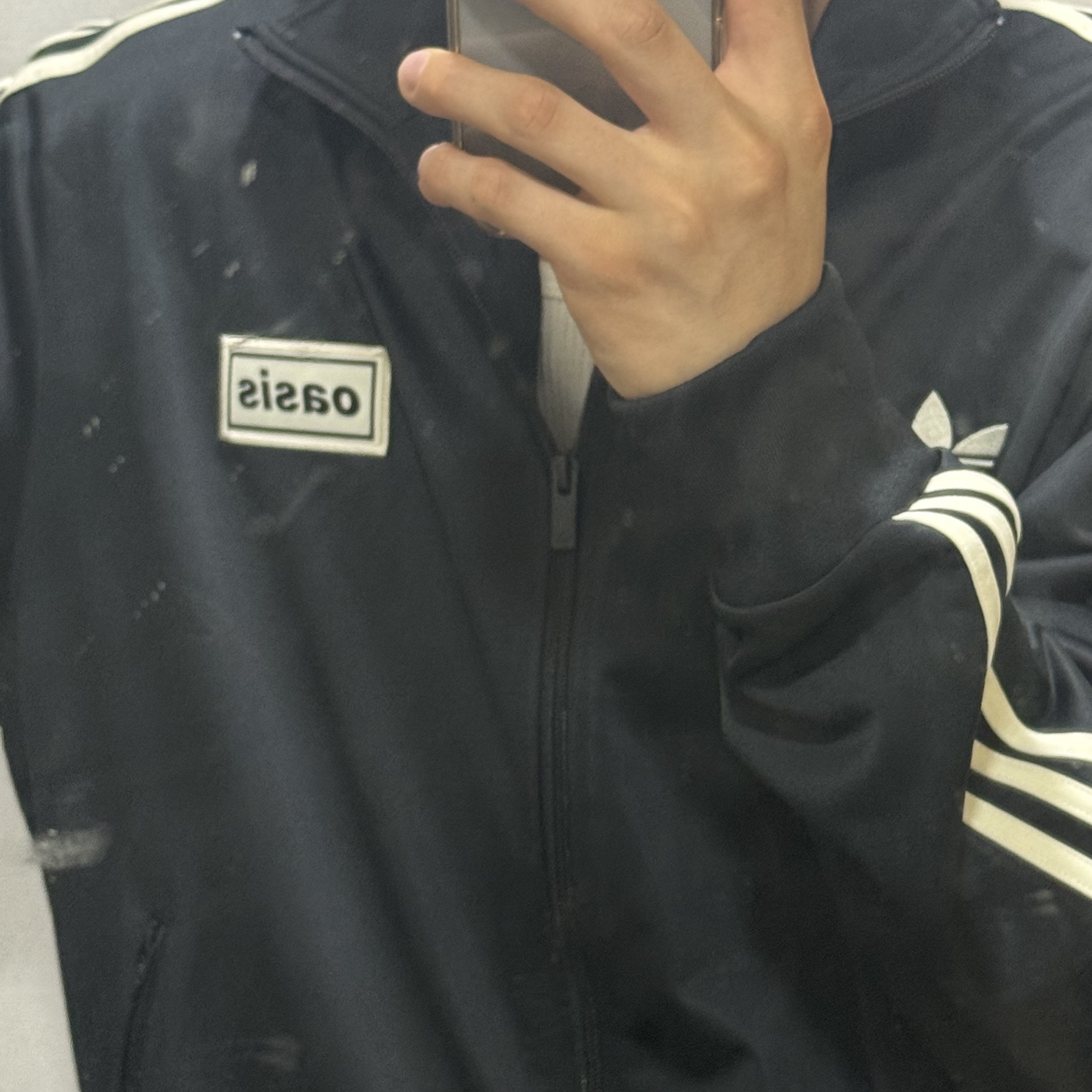 Adidas x Oasis Tour Firebird Track Top Black - US Sizing 착용 스타일