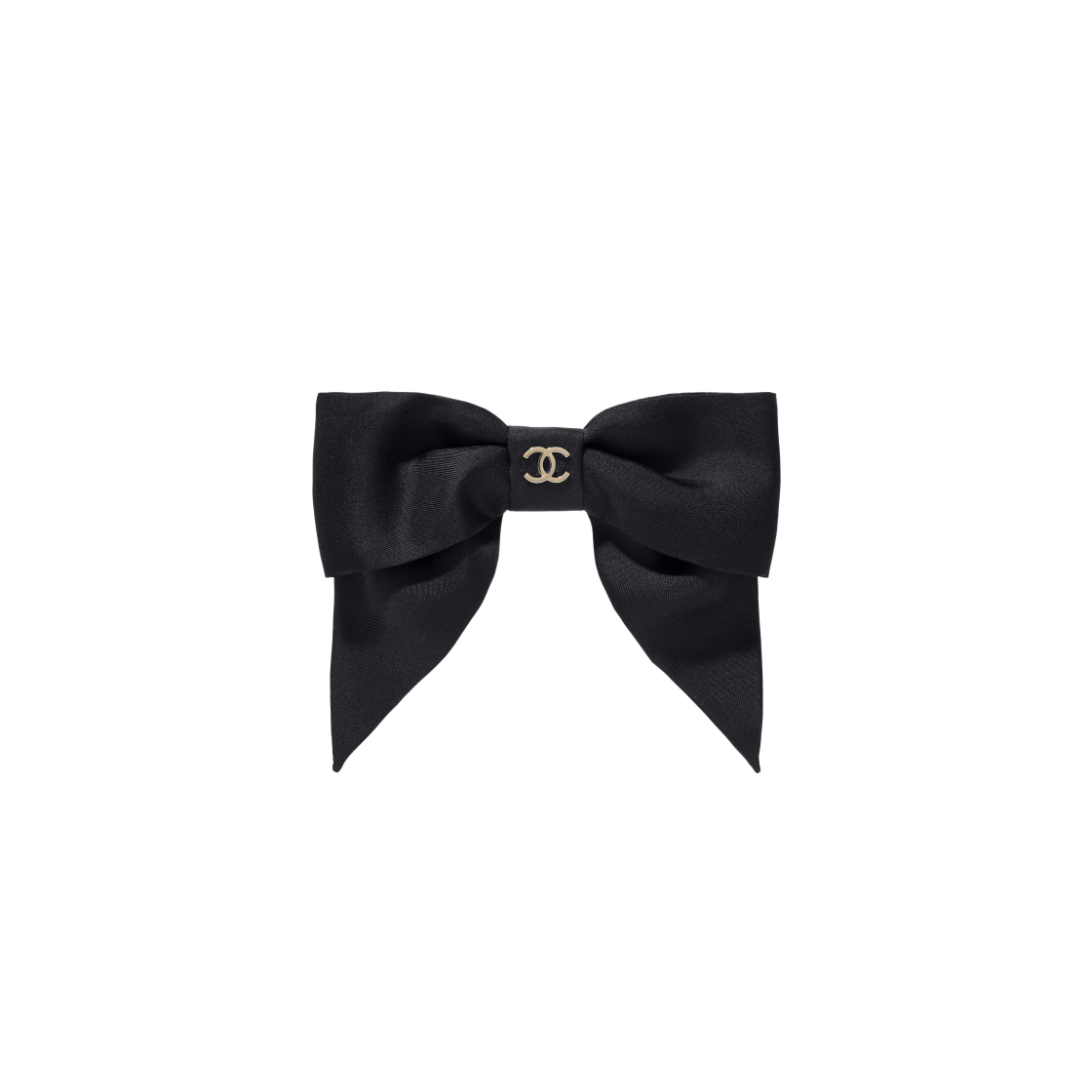 (W) 샤넬 리본 모양 바레뜨 실크 트윌 & 블랙 골드((W) Chanel Bow Barrette Silk Twill & Black Gold)