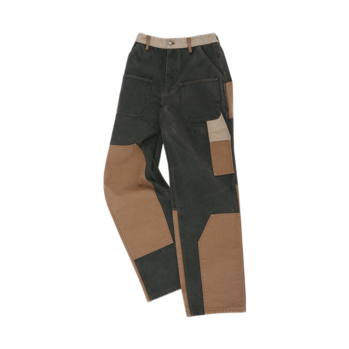 apa839m(BROWN) ADSB ANDERSSON BELL Patchwork Carpenter Wide-Leg Jeans Brown