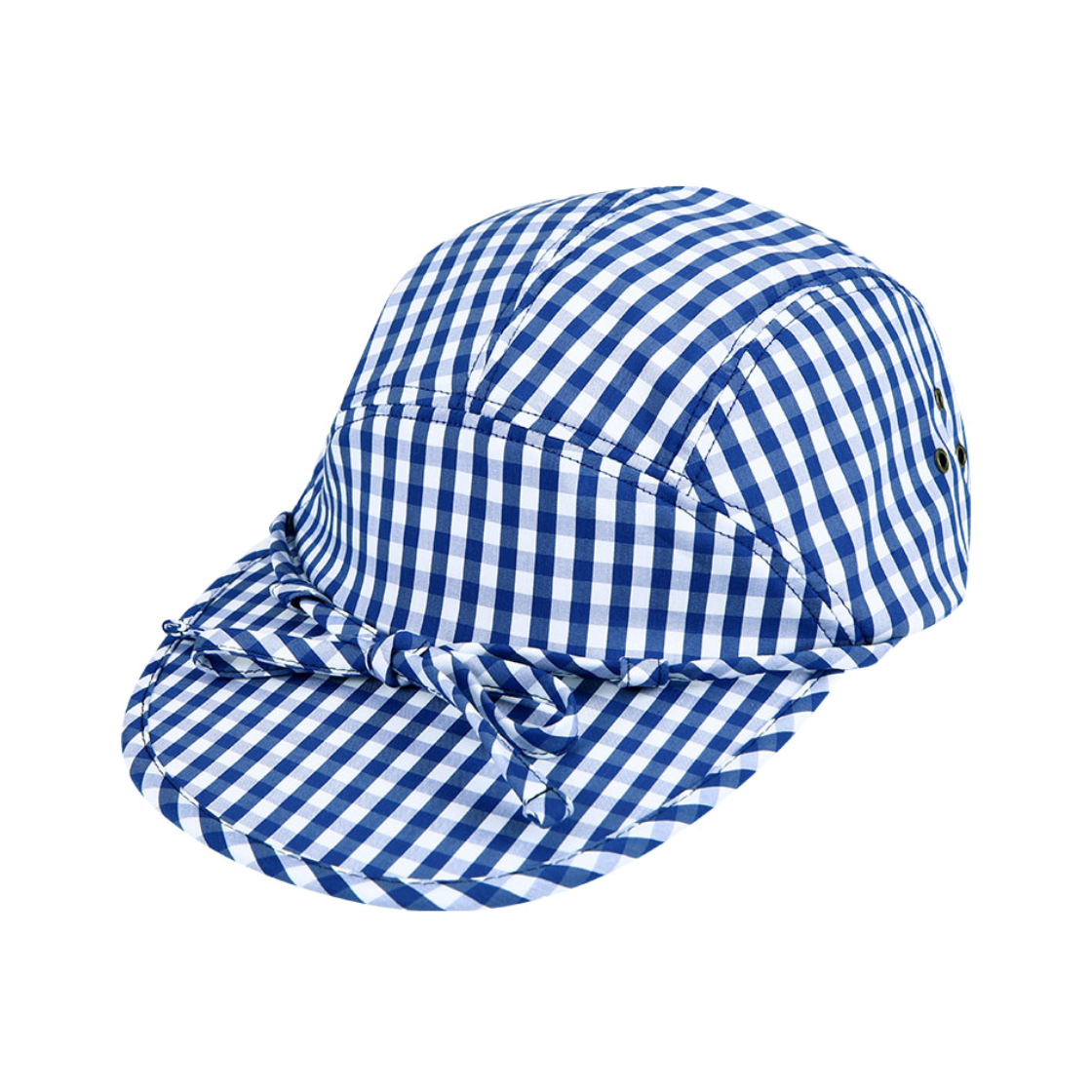 YPA25SSDRCAPBL YOUCHE PRET A PORTER DR Gingham Check Duck Cap Blue