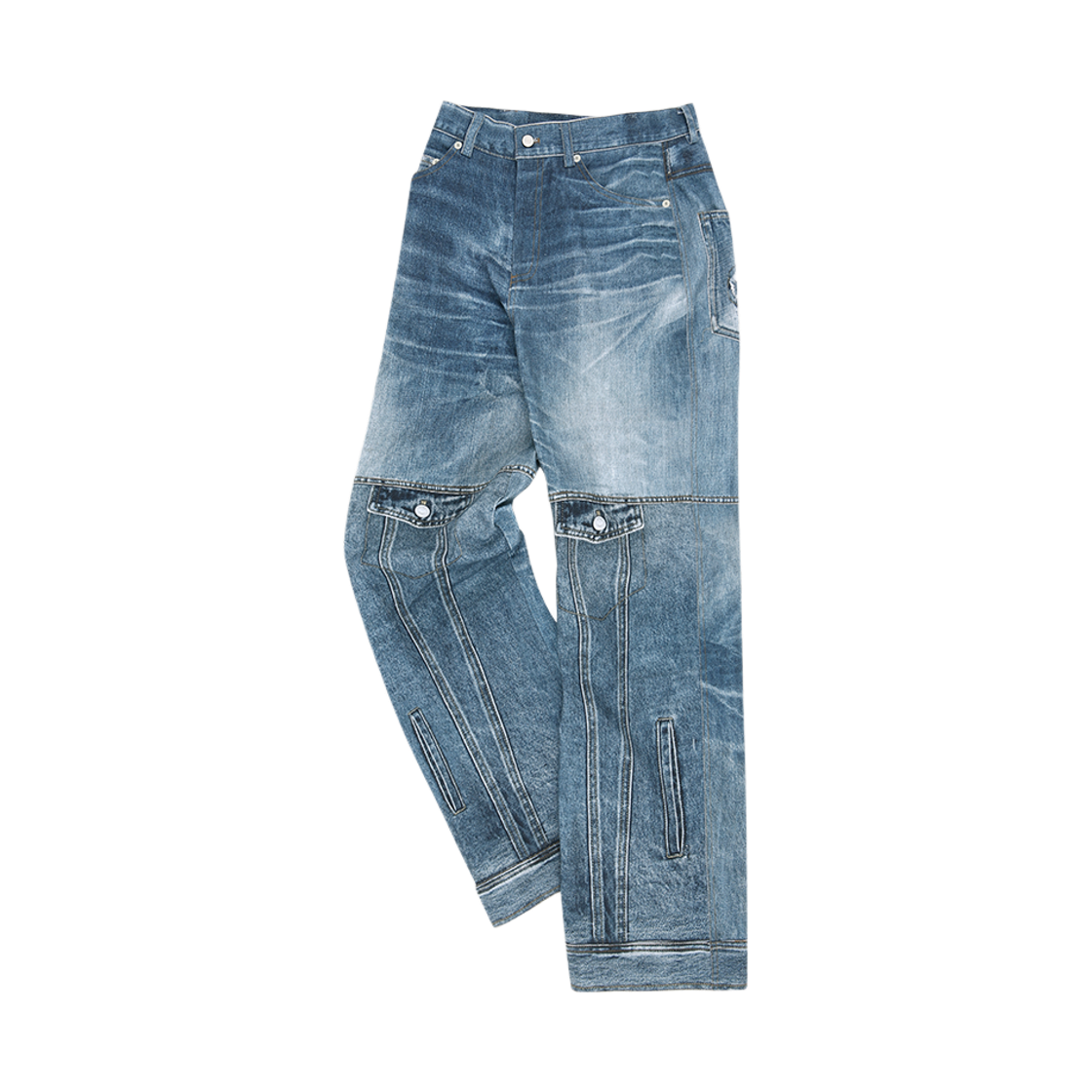 apa842u(MID BLUE) ADSB ANDERSSON BELL Unisex Custom-Like Printed Denim Pants Mid Blue