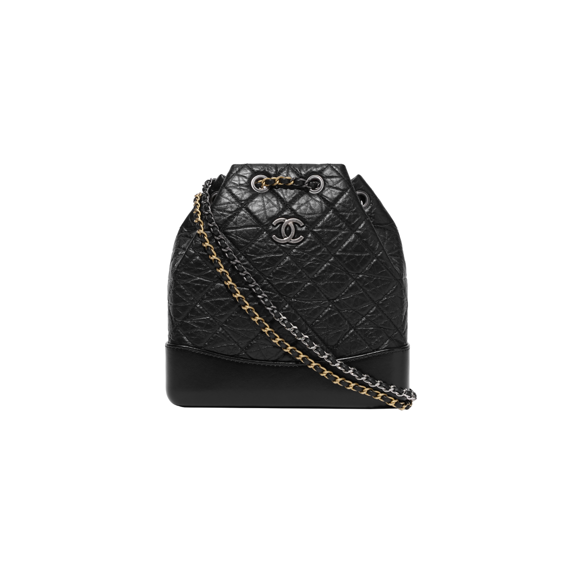 A94485-Y61477-94305 Chanel Small Gabrielle Backpack Aged Calfskin & Gold Silver Black
