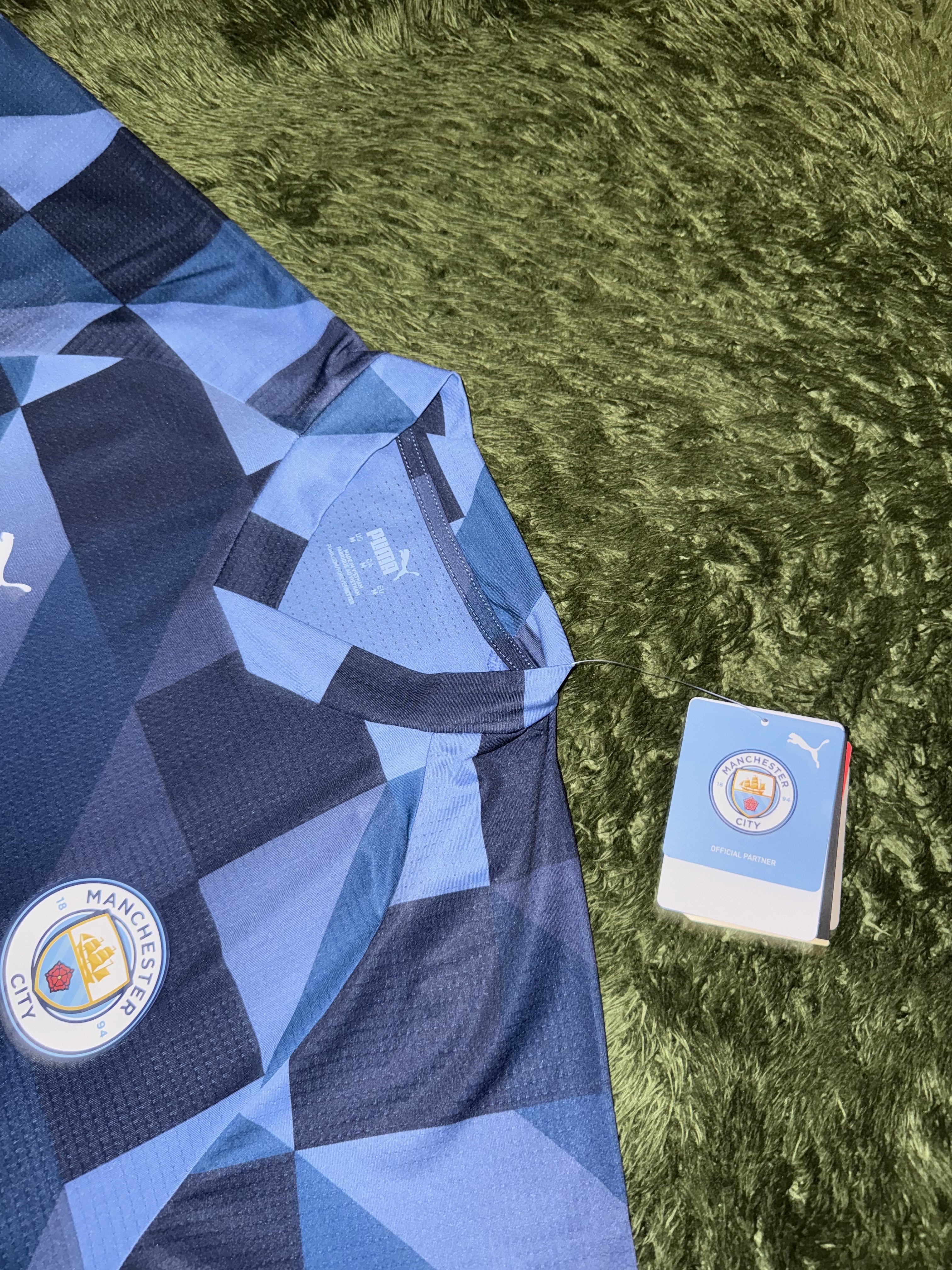 Puma 2022/23 Manchester City Prematch Short Sleeve Jersey Lake Blue Navy 착용 스타일 - 3