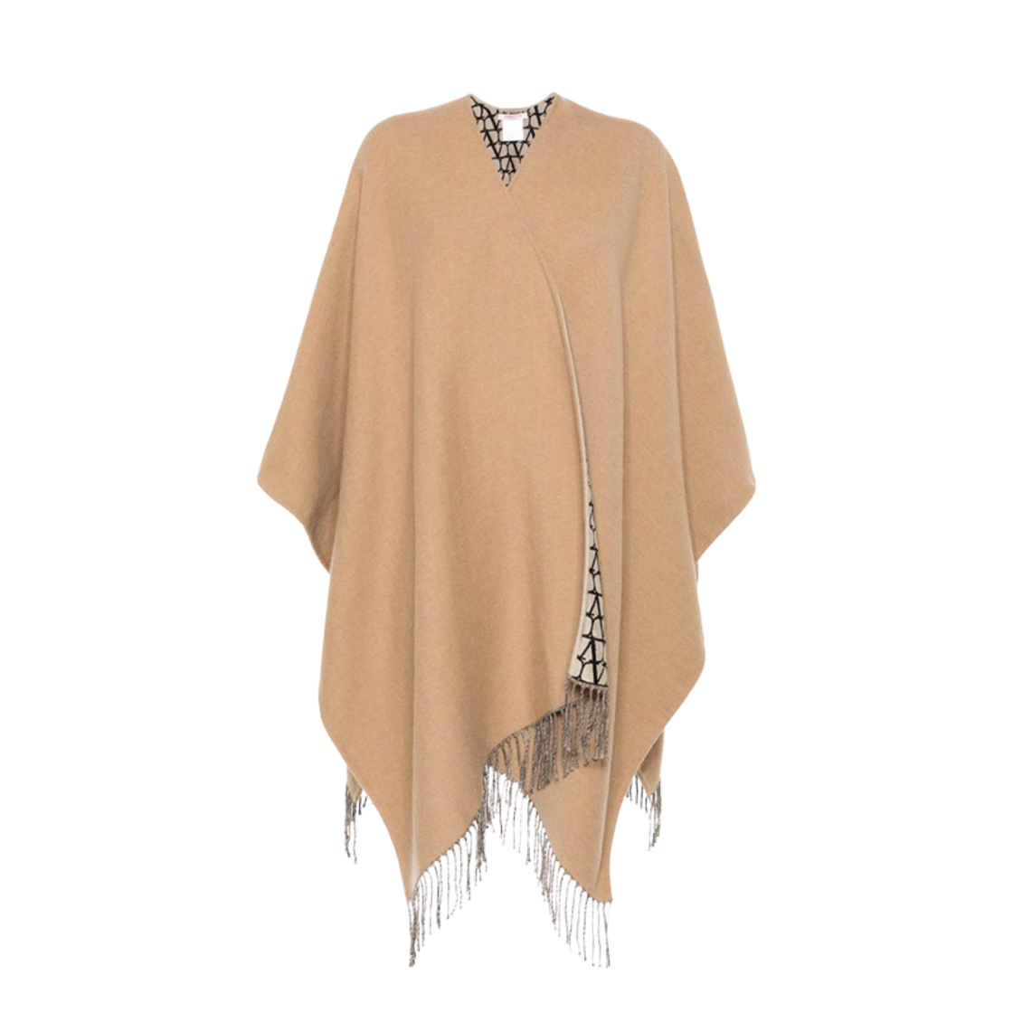 EG019KKPKFU (W) Valentino Fringed Double Cape Camel
