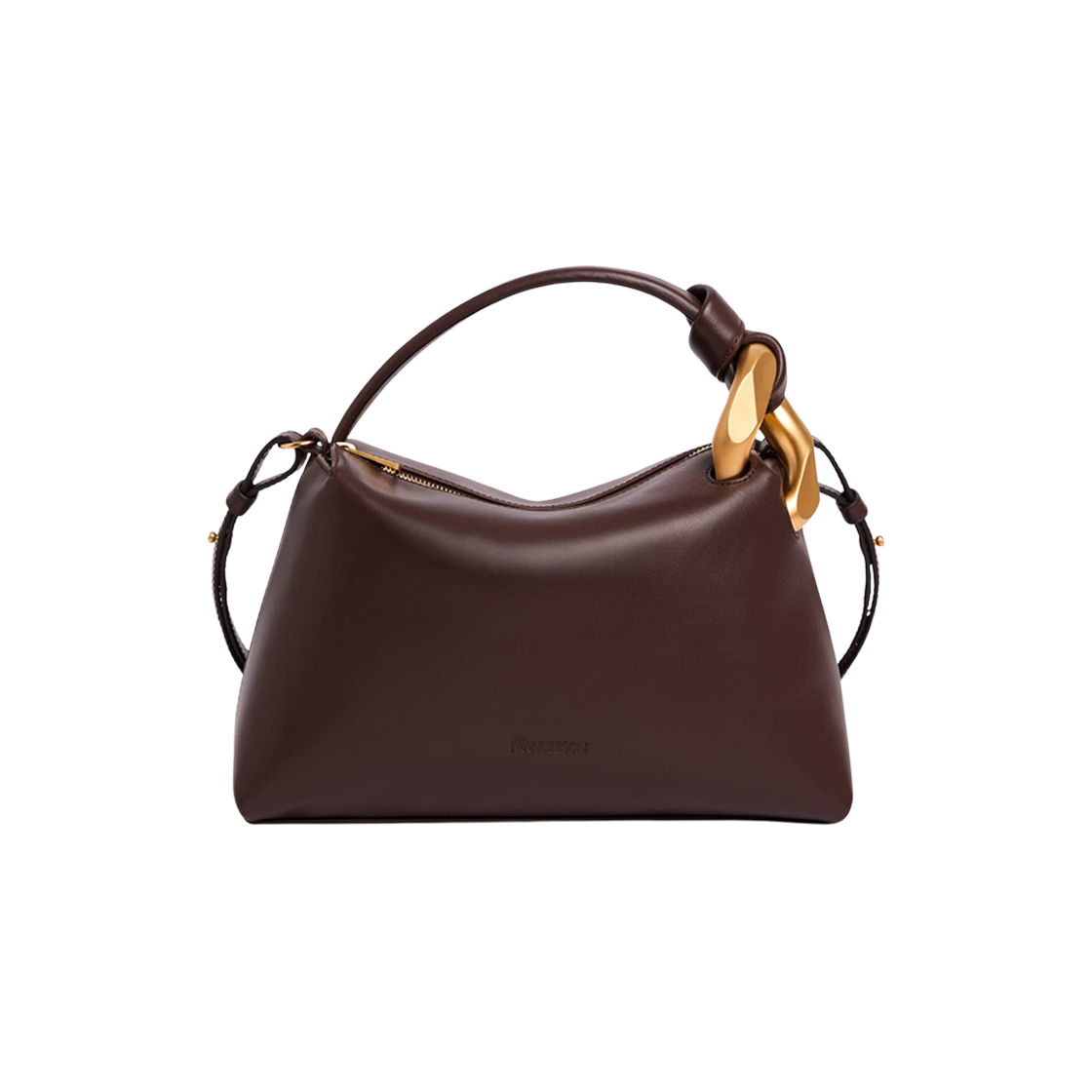 HB0758LA0232631 JW Anderson Small Leather JWA Corner Crossbody Bag Deep Walnut