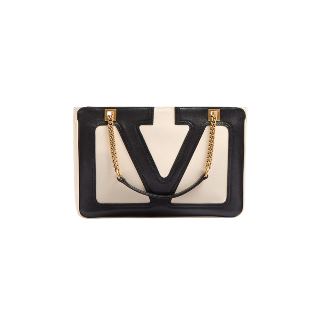 발렌티노 비바 슈퍼스타 나파 레더 스몰 쇼핑백 블랙 화이트(Valentino Viva Superstar Nappa Leather Small Shopping Bag Black White)