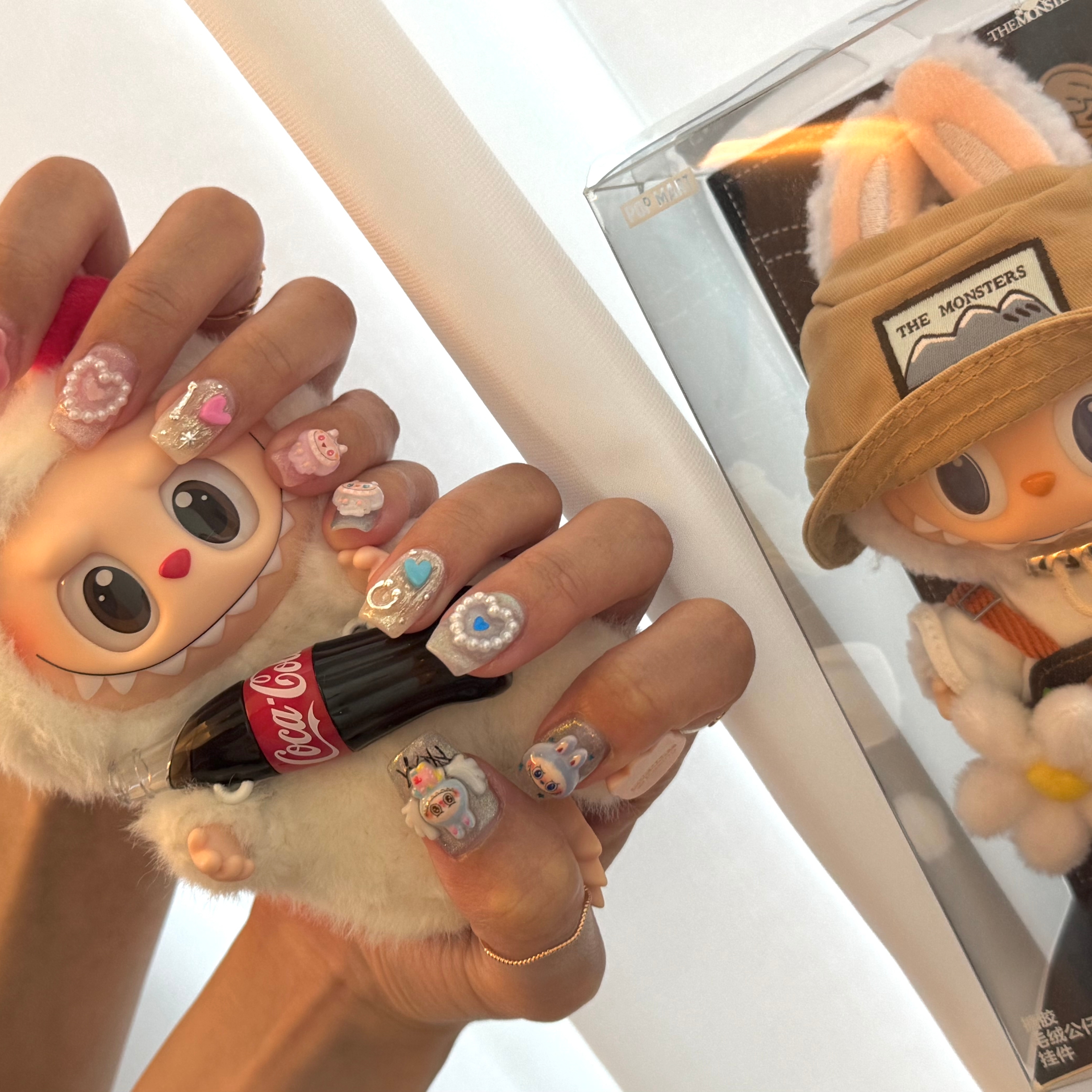 Pop Mart Labubu Coca Cola Series Surprise Shake Keyring (Opened Case), Pop Mart Fall In Wild Labubu Series Toy Keyring 착용 스타일