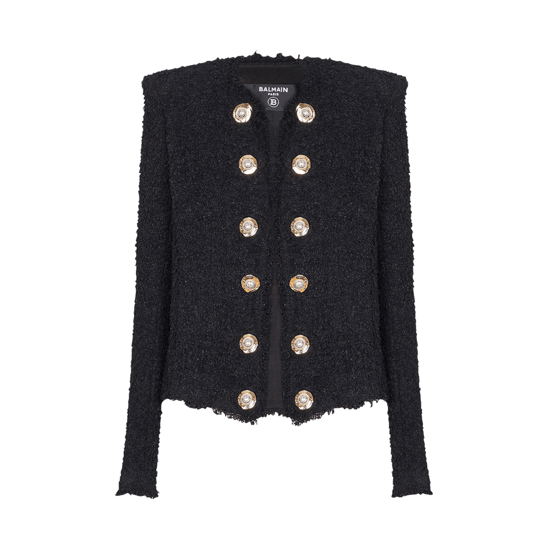 (W) 발망 엣지 투 엣지 트위드 자켓 블랙((W) Balmain Edge to Edge Tweed Jacket Black)