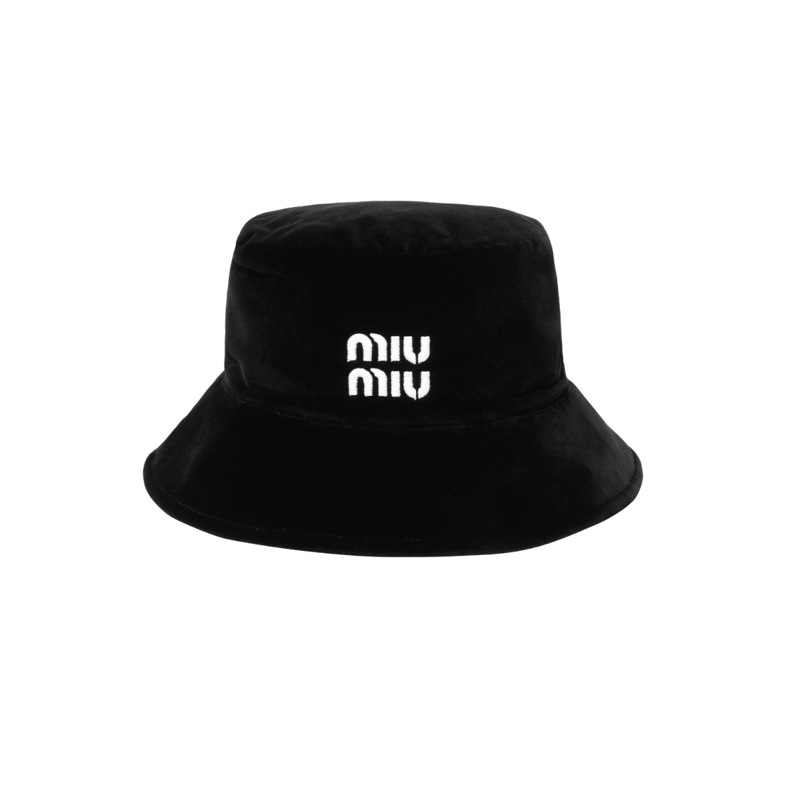 5HC196-068-F0967 (W) Miu Miu Velvet Bucket Hat Black White