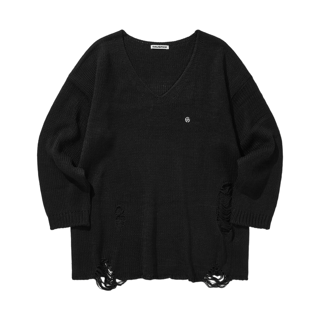 D25FNT01BK99 DAUSPICE Damaged Loose-Fit Knit Black