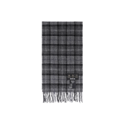 Barbour Tartan Pattern Lambswool Muffler Black Grey Tartan