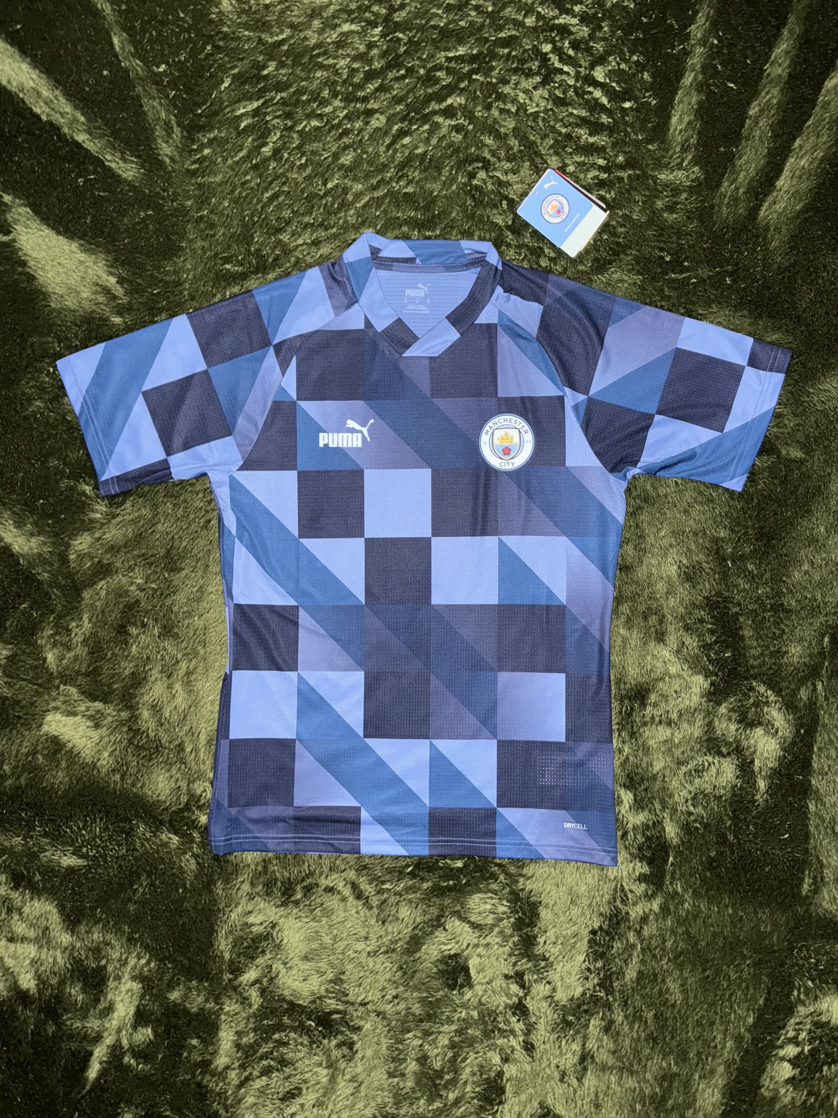 Puma 2022/23 Manchester City Prematch Short Sleeve Jersey Lake Blue Navy 착용 스타일 - 1