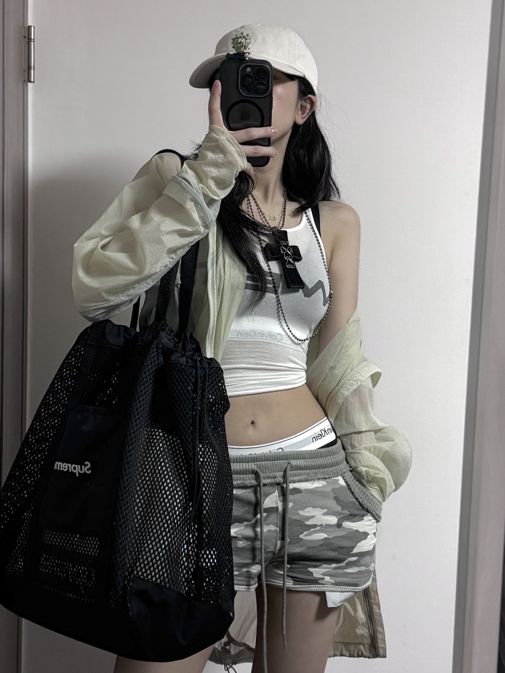 Y-3 Dad Cap Talc, Sansan Gear Air Dash Jacket Ice Beige - 24SS 착용 스타일