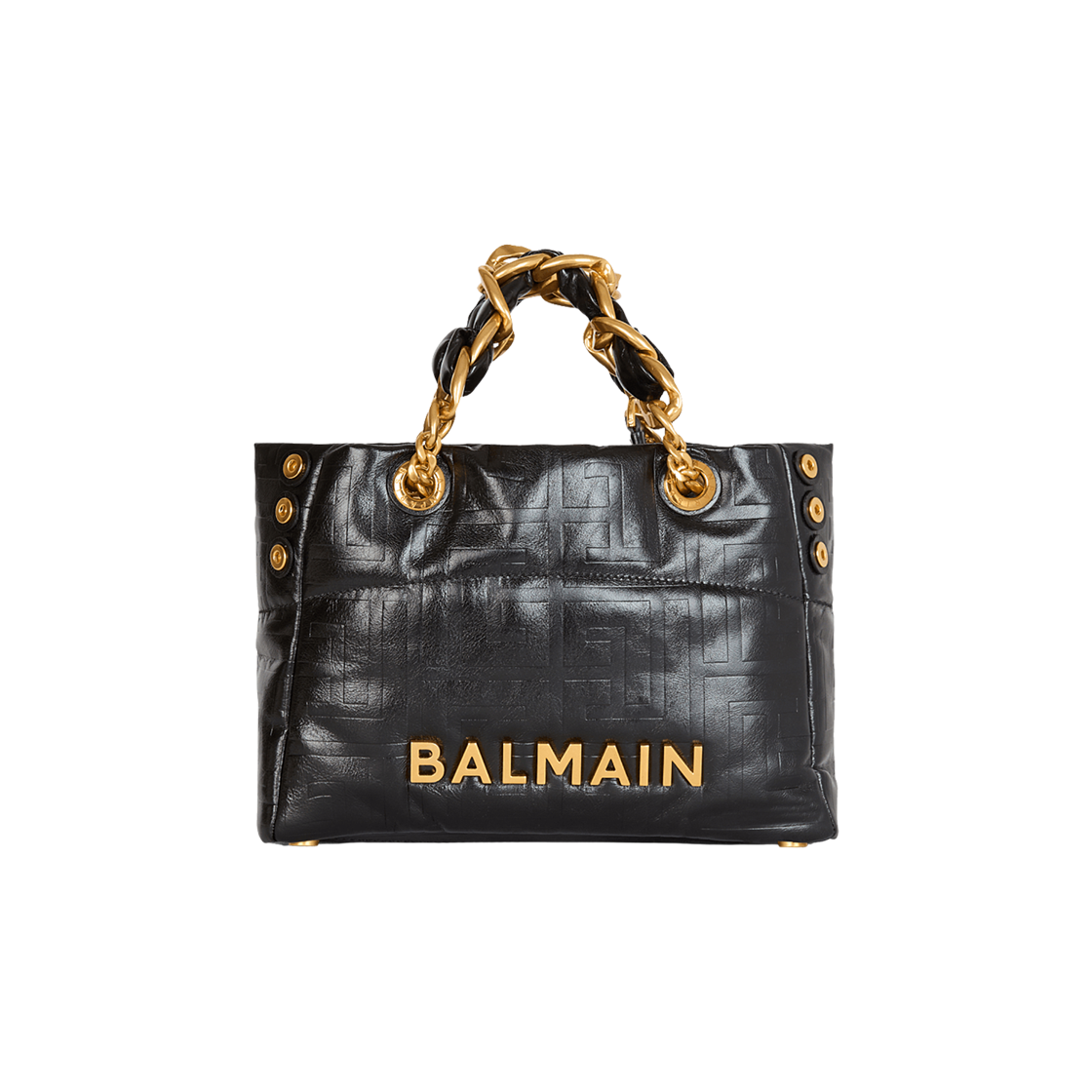 FN1FD871LETF0PA Balmain Small 1945 Soft Tote Bag in Crackled Calfskin Black