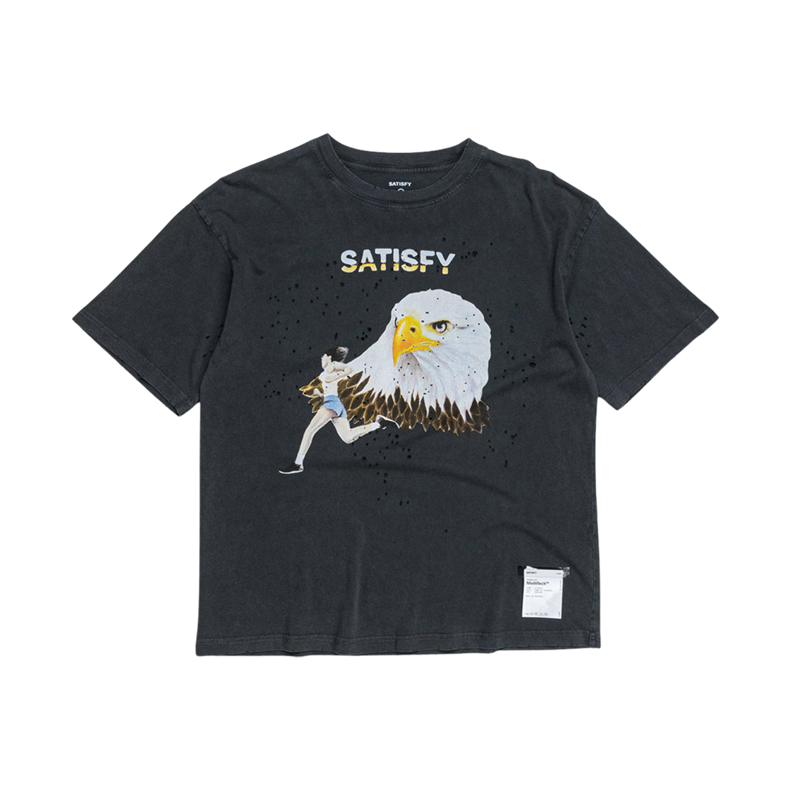 새티스파이 모스테크 이글 티셔츠 에이지드 블랙(Satisfy Mothtech Eagle T-Shirt Aged Black)