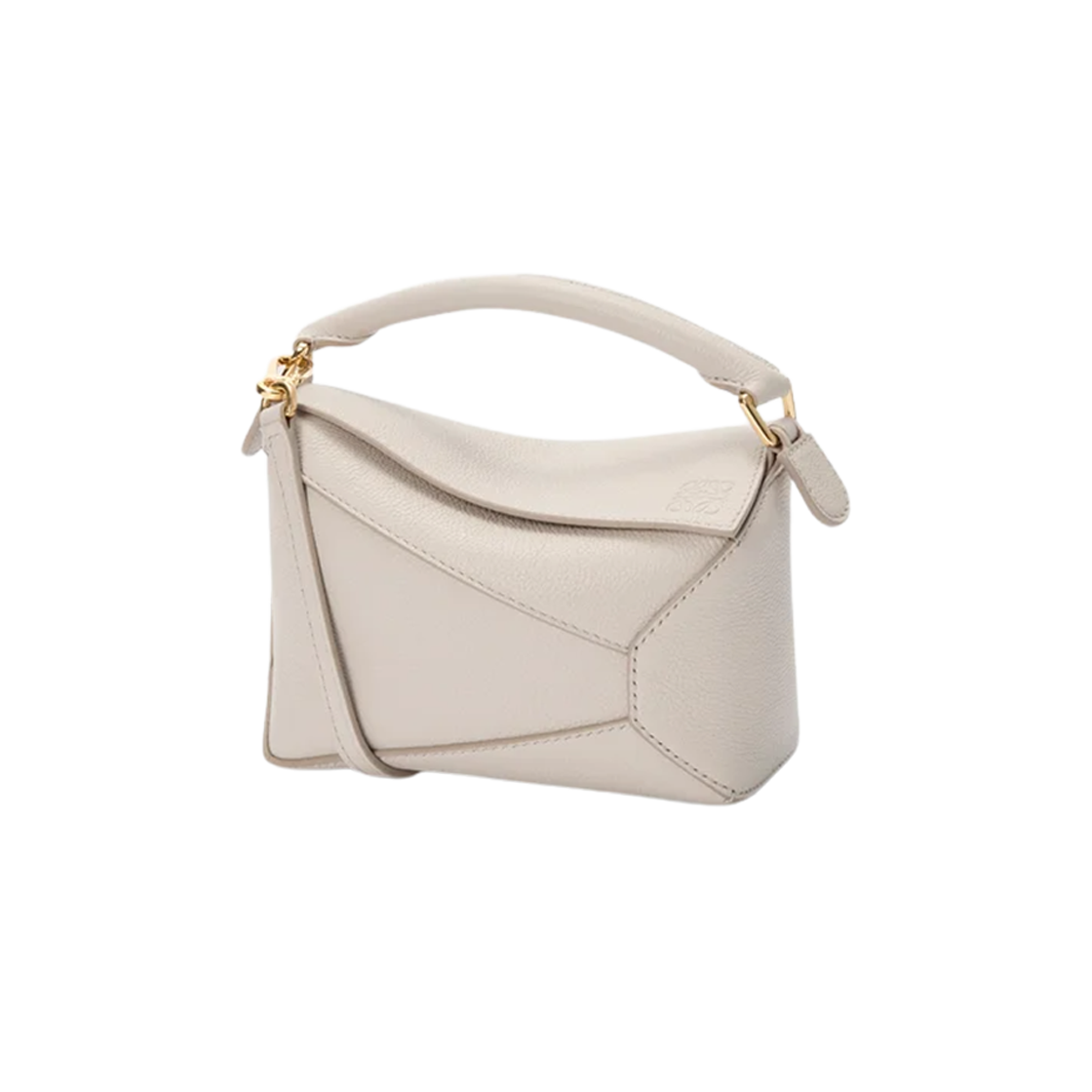 A510P88X60-1769 Loewe Mini Puzzle Edge Bag in Soft Grained Calfskin Light Ghost