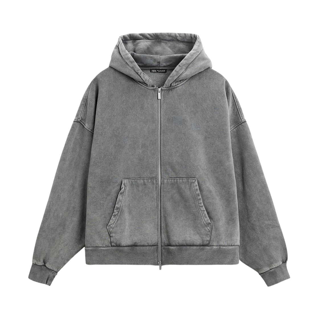 자라 박시 핏 워시드 후드 스웨트셔츠 다크 앤트러사이트(Zara Boxy Fit Washed Hoodie Sweatshirt Dark Anthracite) - 1