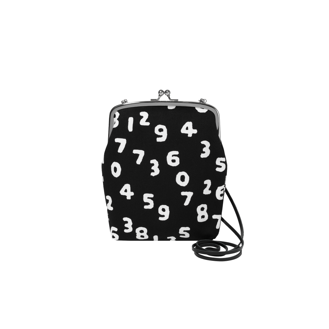 소우소우 캔버스 소프트 가마구치 백 라지 블랙 (110cm 블랙 가죽 스트랩 포함)(Sou Sou Canvas Soft Gamaguchi Bag Large Black (with 110cm Black Leather Strap))