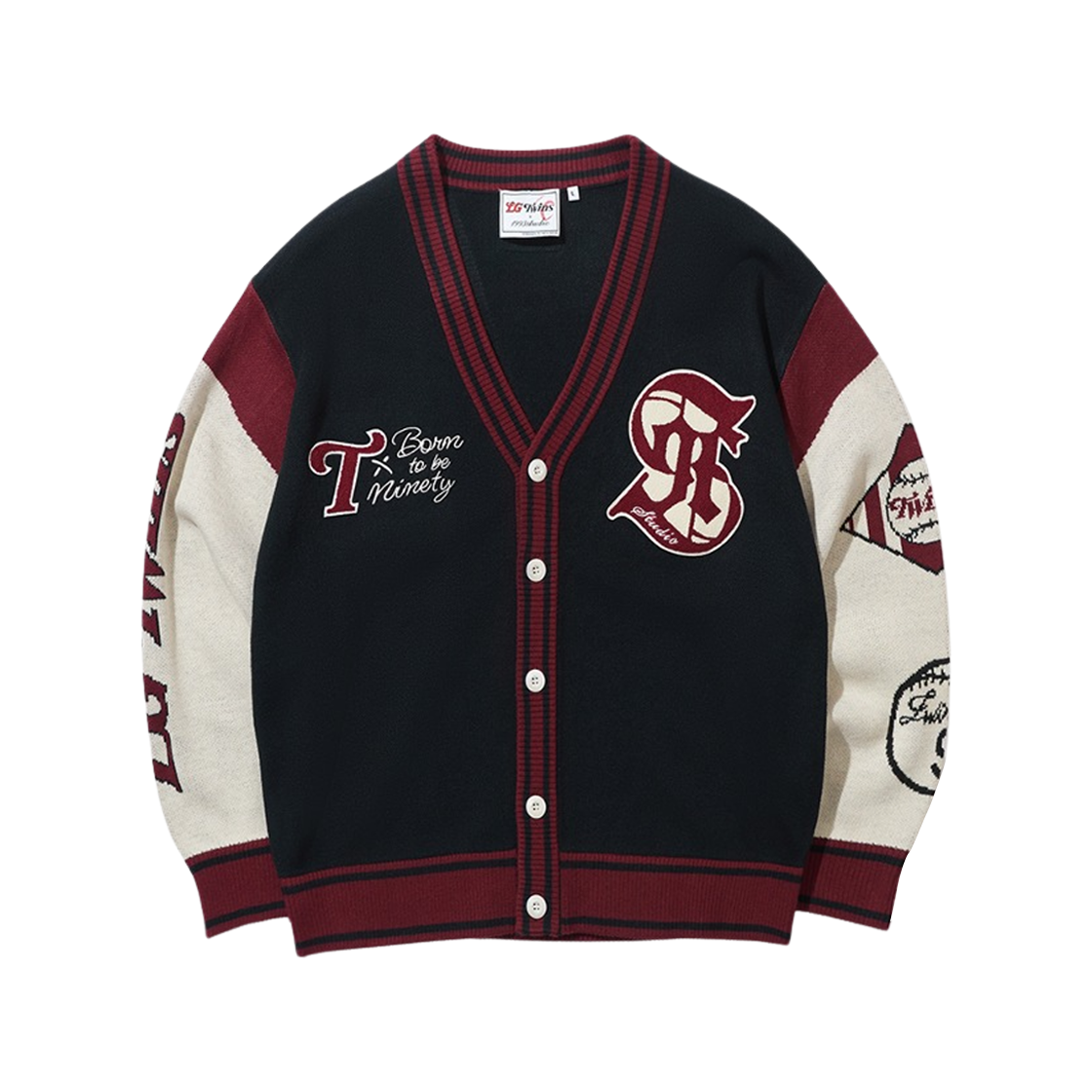 - LG Twins x 1993STUDIO Applique Graphic Knit Cardigan Black