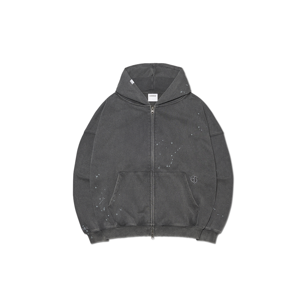 NMWF52HD15WBK [KREAM 단독] NOMANUAL Painted Hooded Zip-up Washed Black