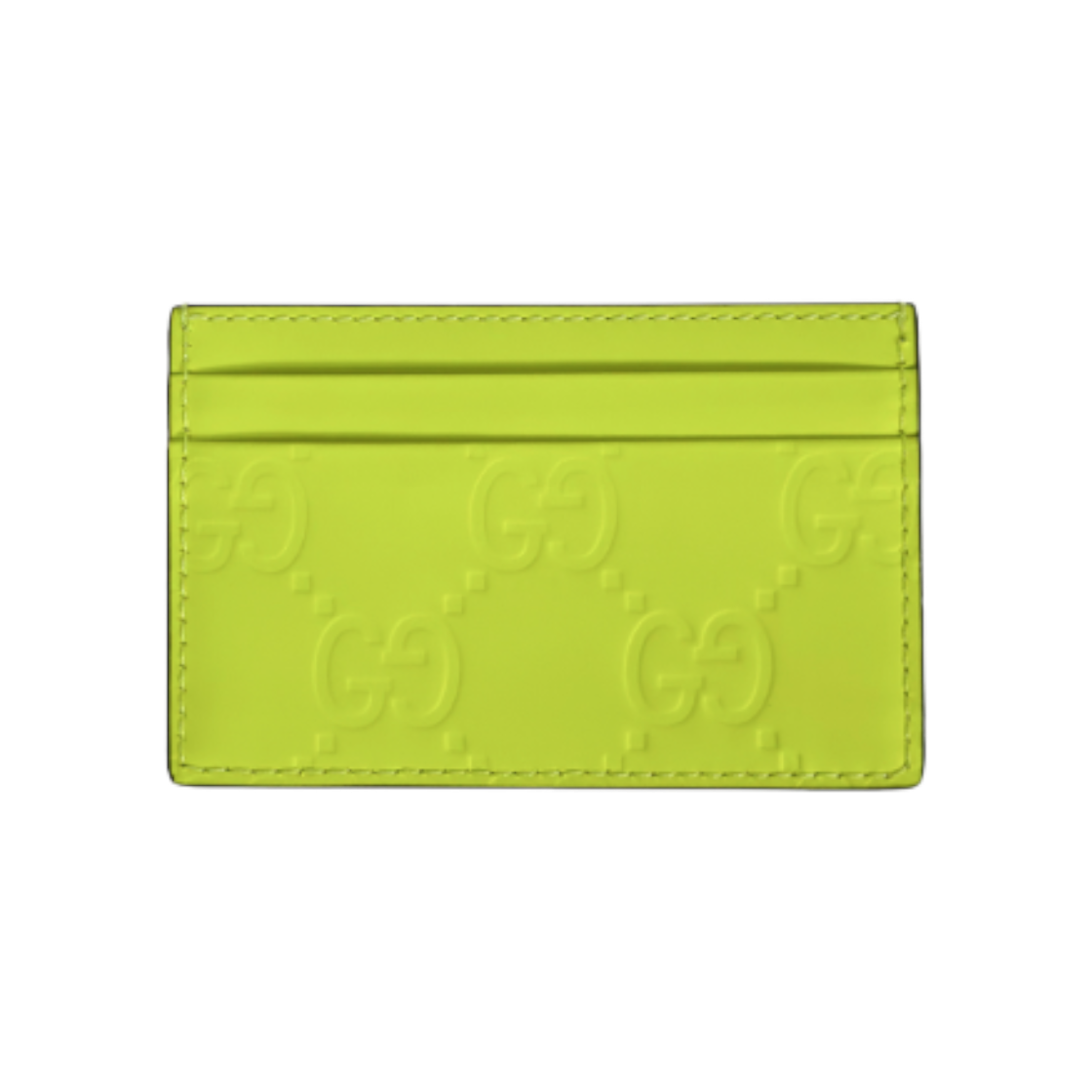 구찌 남성 GG 러버 이펙트 카드 케이스 지갑 형광 옐로우(Gucci Mens GG Rubber Effect Card Case Wallet Neon Yellow)