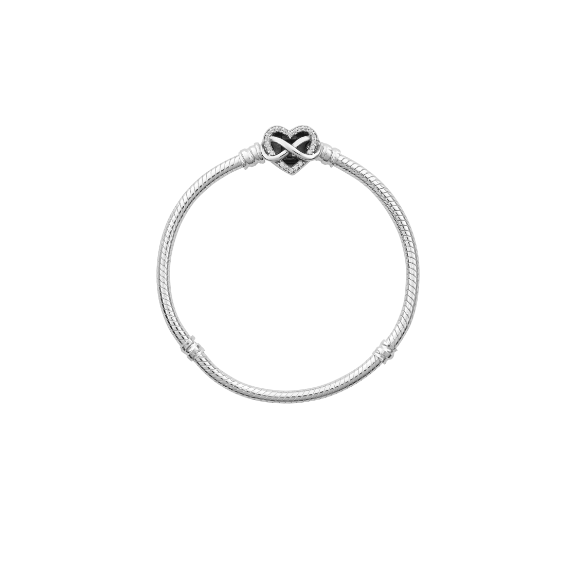 592645C01 (W) Pandora Moments Sparkling Infinity Heart Clasp Snake Chain Bracelet Sterling Silver Clear