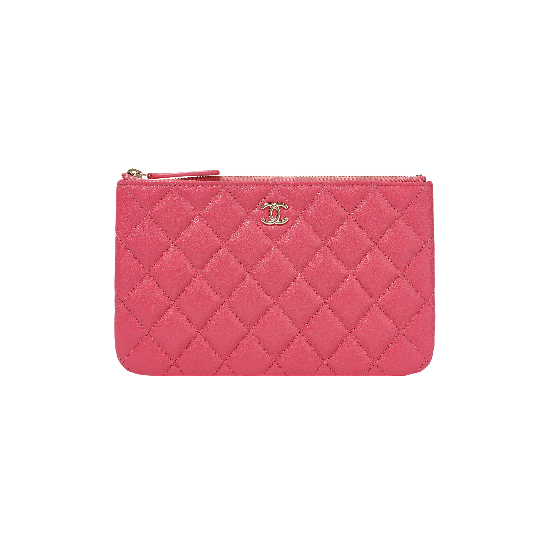 샤넬 클래식 스몰 케이스 그레인드 샤이니 카프스킨 & 골드 메탈 핑크