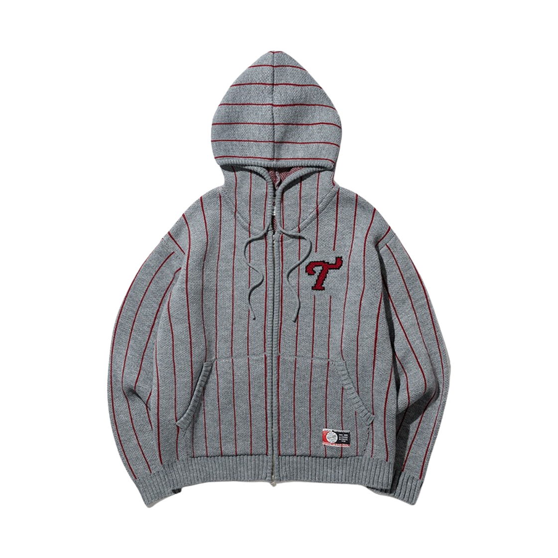 93244WKT1001 LG Twins x 1993STUDIO Stripe Knit Hoodie Zip Up Gray