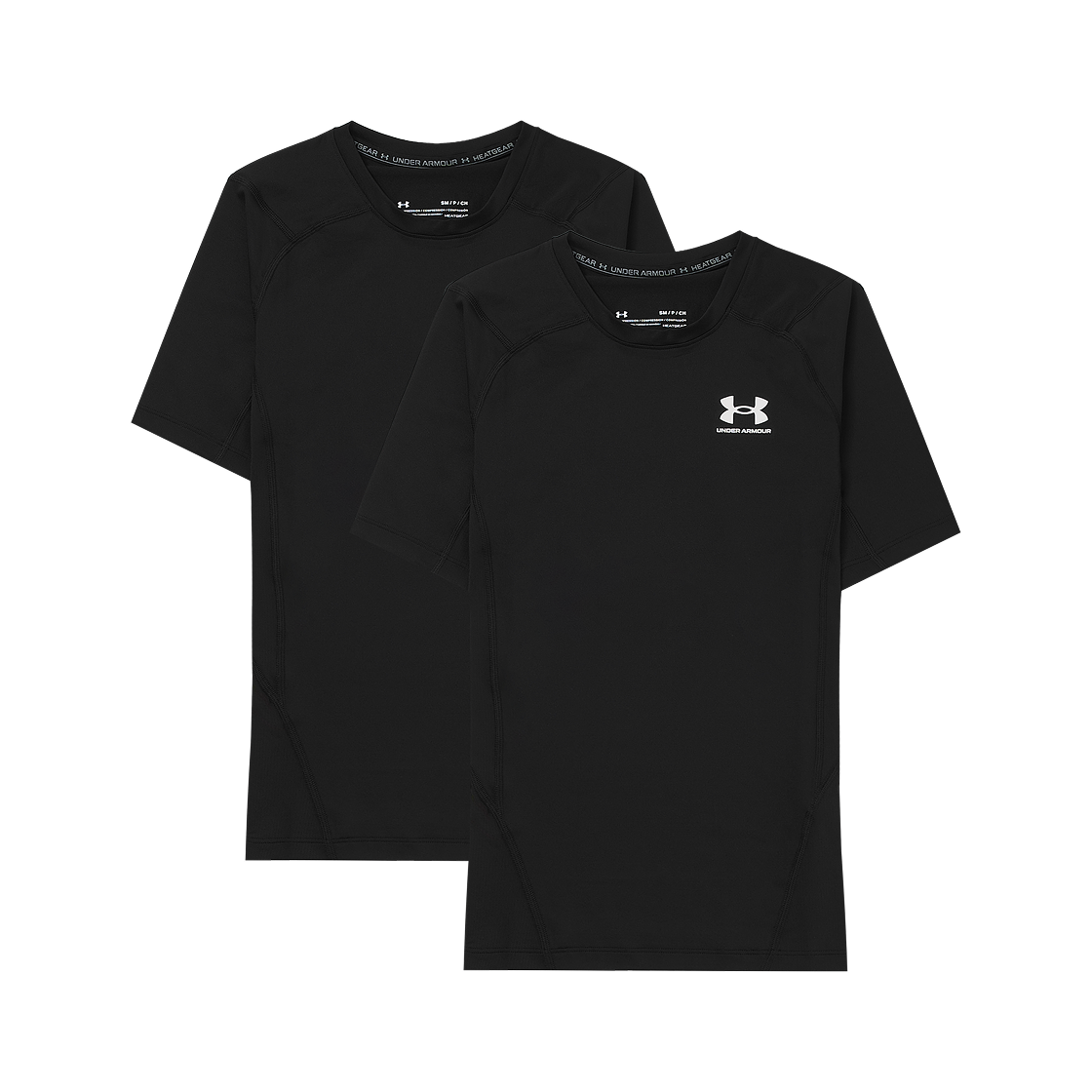 언더아머 히트기어 숏 슬리브 블랙 (2개 번들)(Under Armour HeatGear Short Sleeve Black (Bundle of 2))