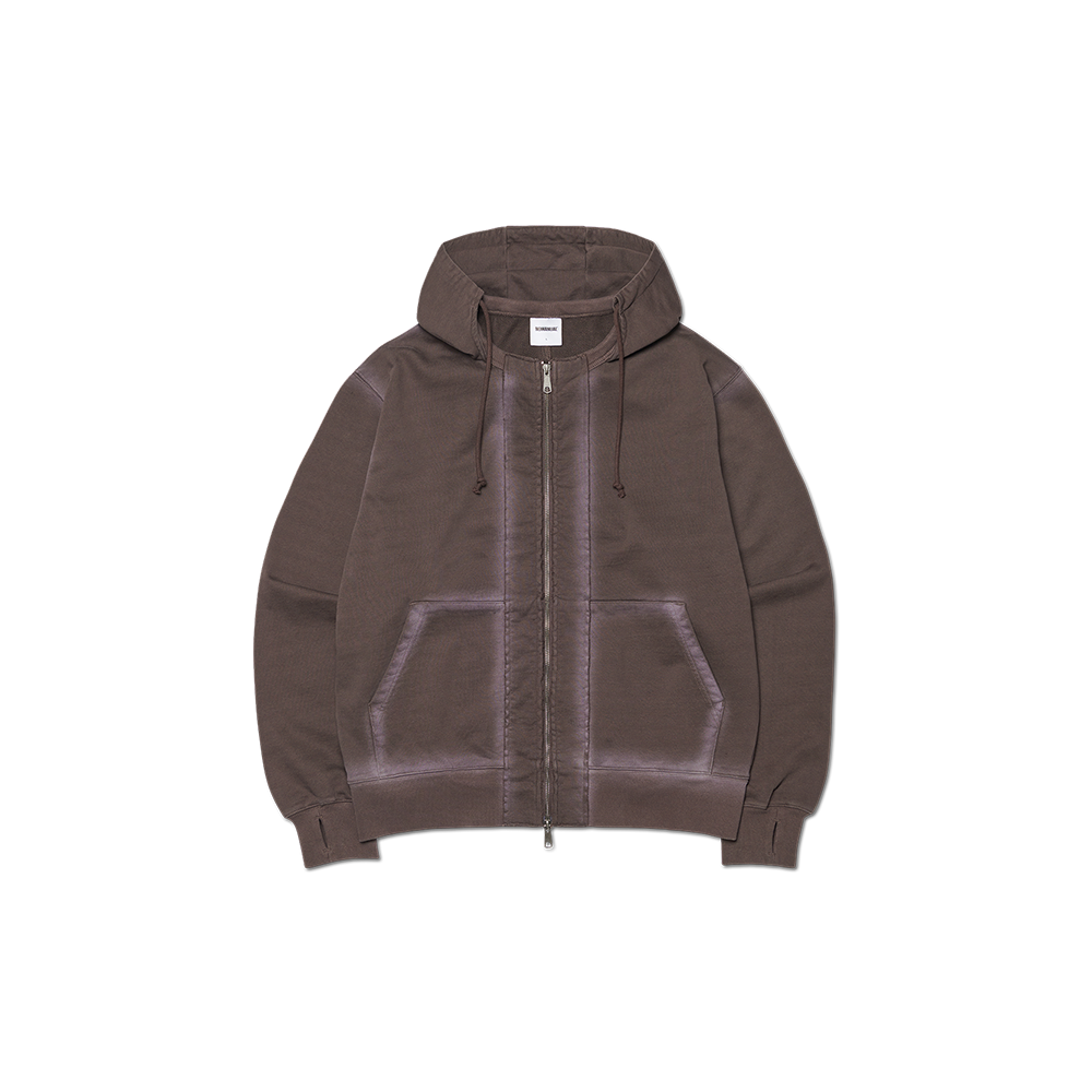 노매뉴얼 애프터 후디드 집업 워시드 브라운