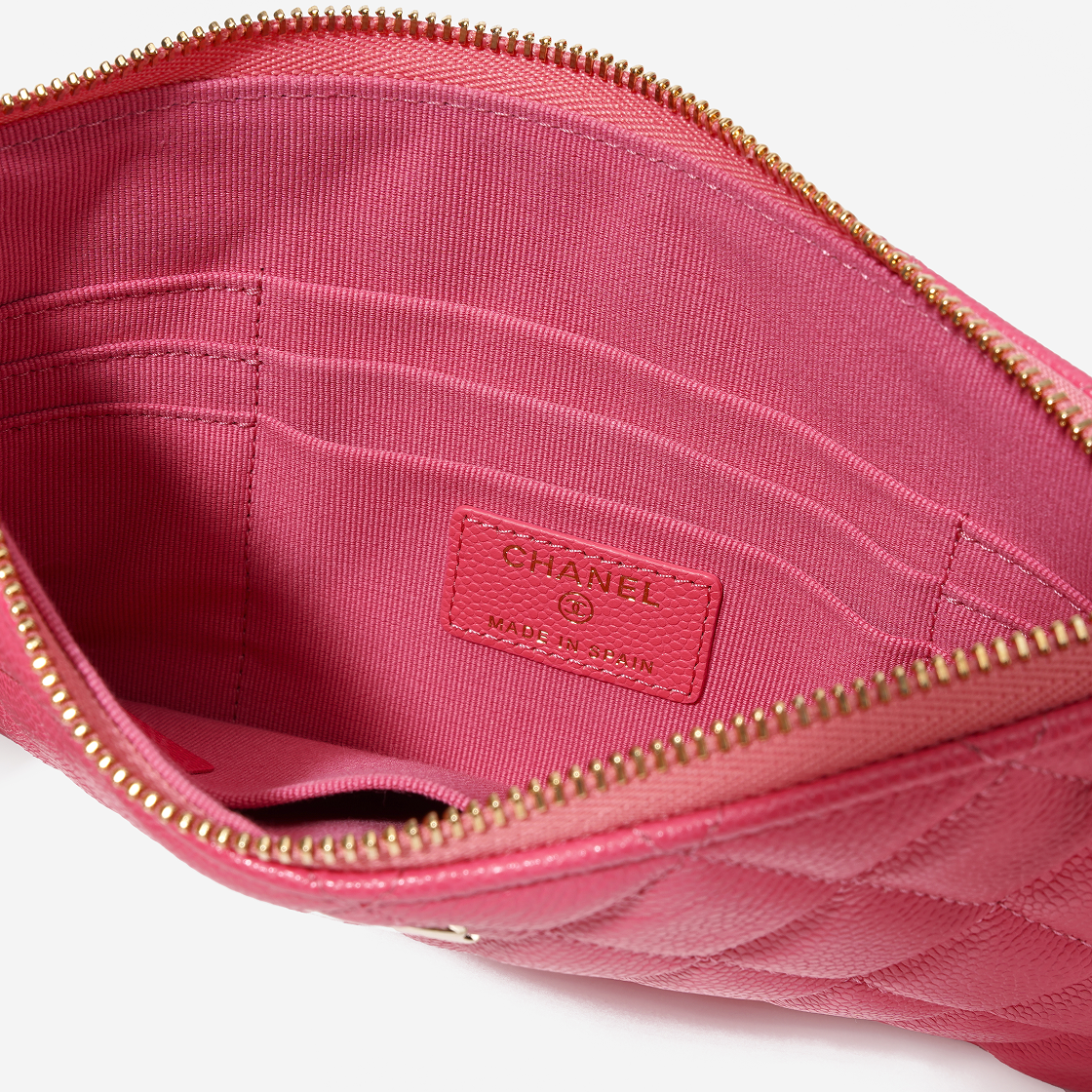 샤넬 클래식 스몰 케이스 그레인드 샤이니 카프스킨 & 골드 메탈 핑크(Chanel Small Classic Pouch Grained Shiny Calfskin & Gold Pink) - 5
