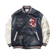 LG Twins x 1993STUDIO Applique Leather Varsity Jacket Deep Navy