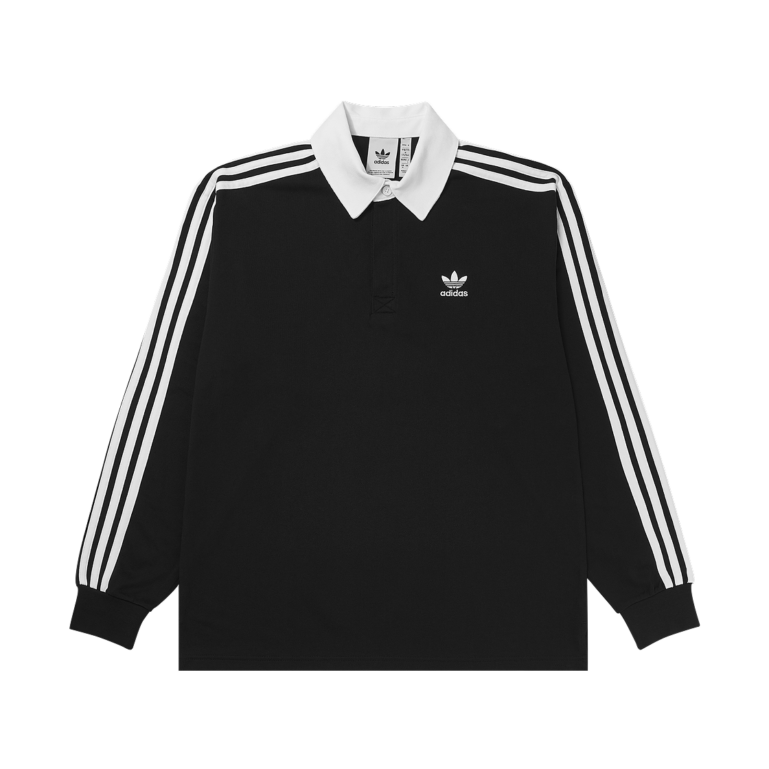 아디다스 아디컬러 럭비 폴로 셔츠 블랙 - KR 사이즈(Adidas Adicolor Rugby Polo Shirt Black - KR Sizing)