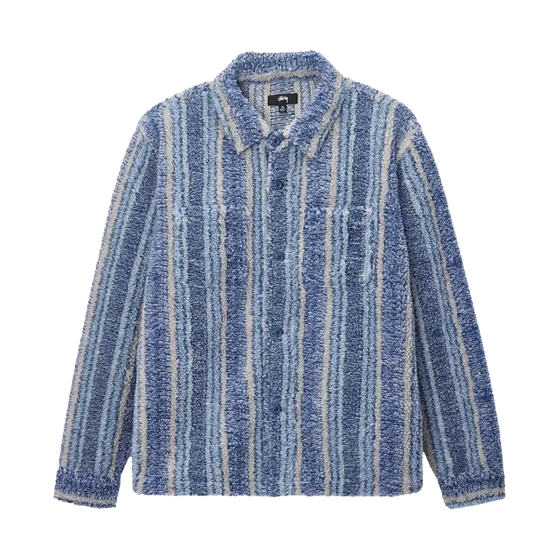 1110197 Stussy Stripe Sherpa Shirt Indigo