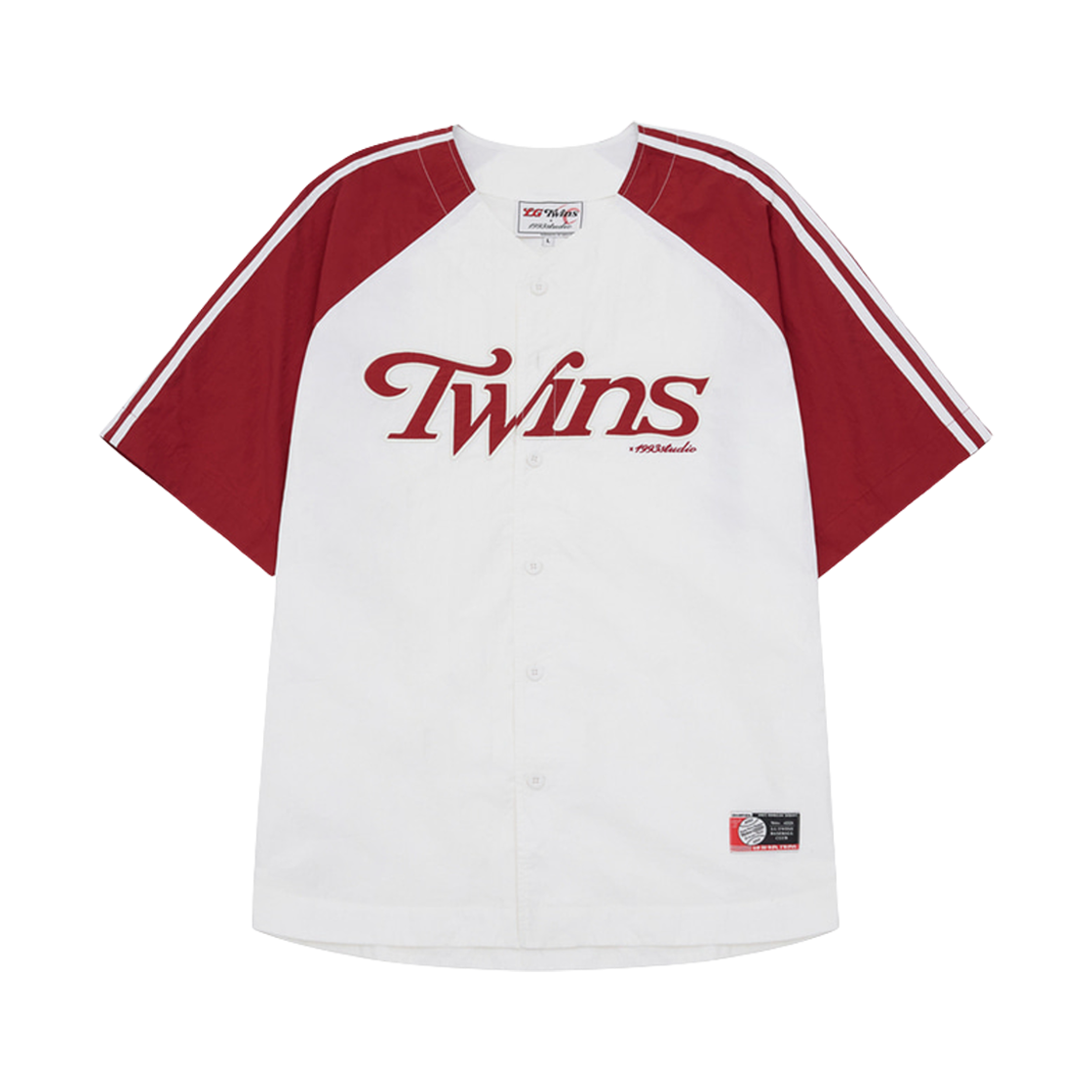 LG 트윈스 x 1993스튜디오 베이스볼 우븐 유니폼 셔츠 레드 (논 마킹 버전)(LG Twins x 1993STUDIO Baseball Woven Uniform Shirt Red (Non Marking Ver.))