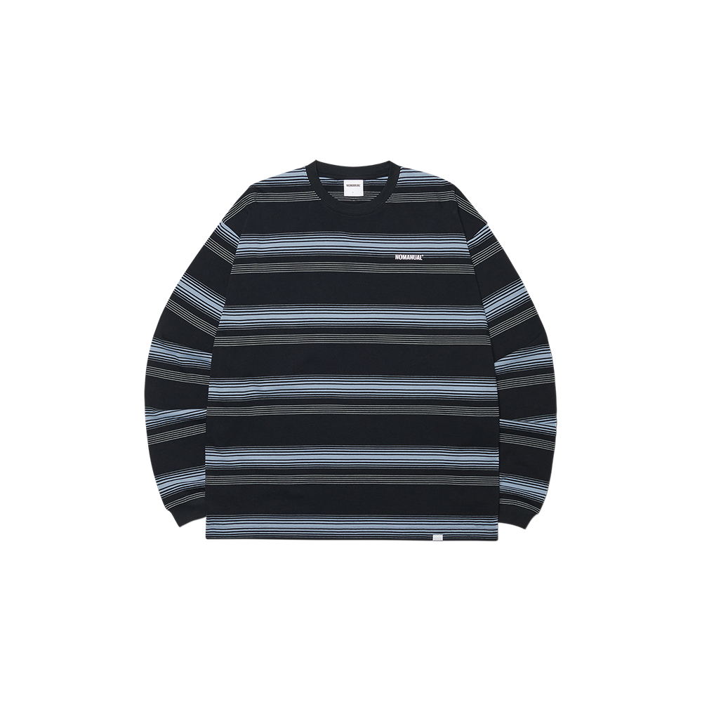 노매뉴얼 NM 스트라이프 롱 슬리브 티 블랙(NOMANUAL NM Striped Long Sleeve Tee Black)
