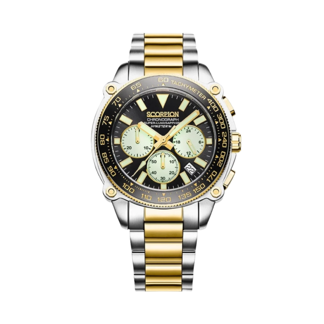 SP3529M-GD Scorpion Super Lumi Chronograph Metal Watch Gold