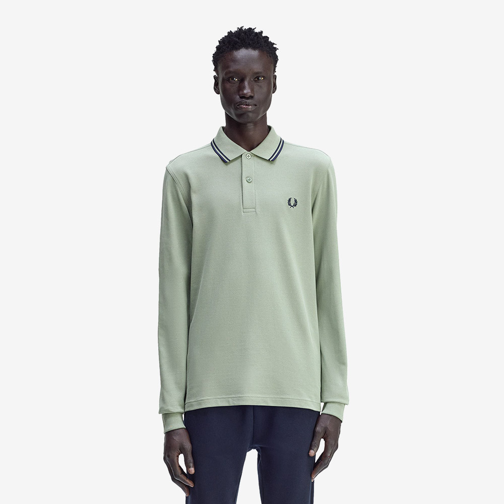 프레드페리 M3636 롱 슬리브 트윈 팁 프레드페리 셔츠 베이리프 다크에어포스 테니스블루(Fred Perry M3636 Long Sleeve Twin Tipped FP Shirt Bayleaf Dark Airforce Tennis Blue) - 2