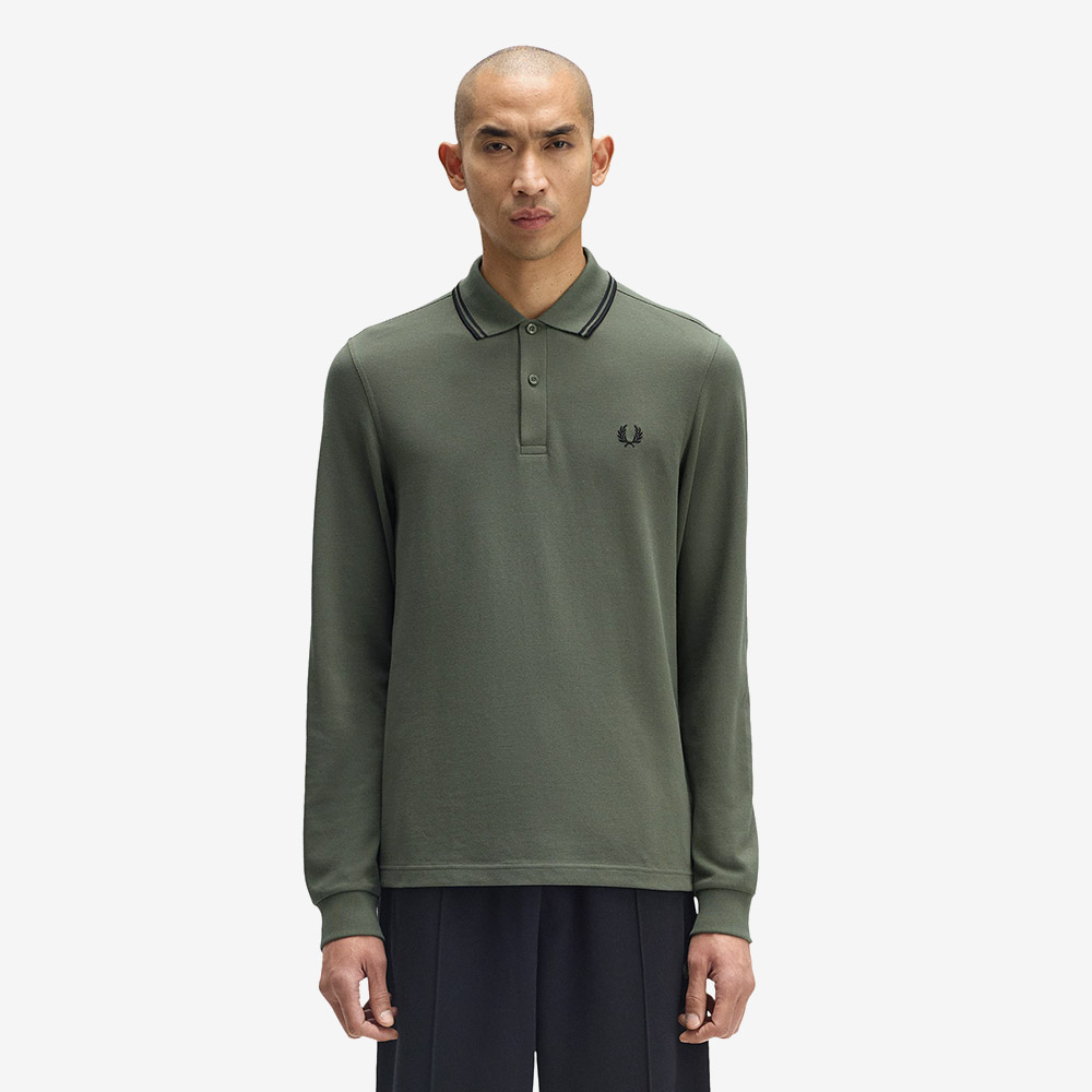 프레드페리 M3636 롱 슬리브 트윈 팁 프레드페리 셔츠 로렐리스그린 블랙(Fred Perry M3636 Long Sleeve Twin Tipped FP Shirt Laurel Wreath Green Black) - 2