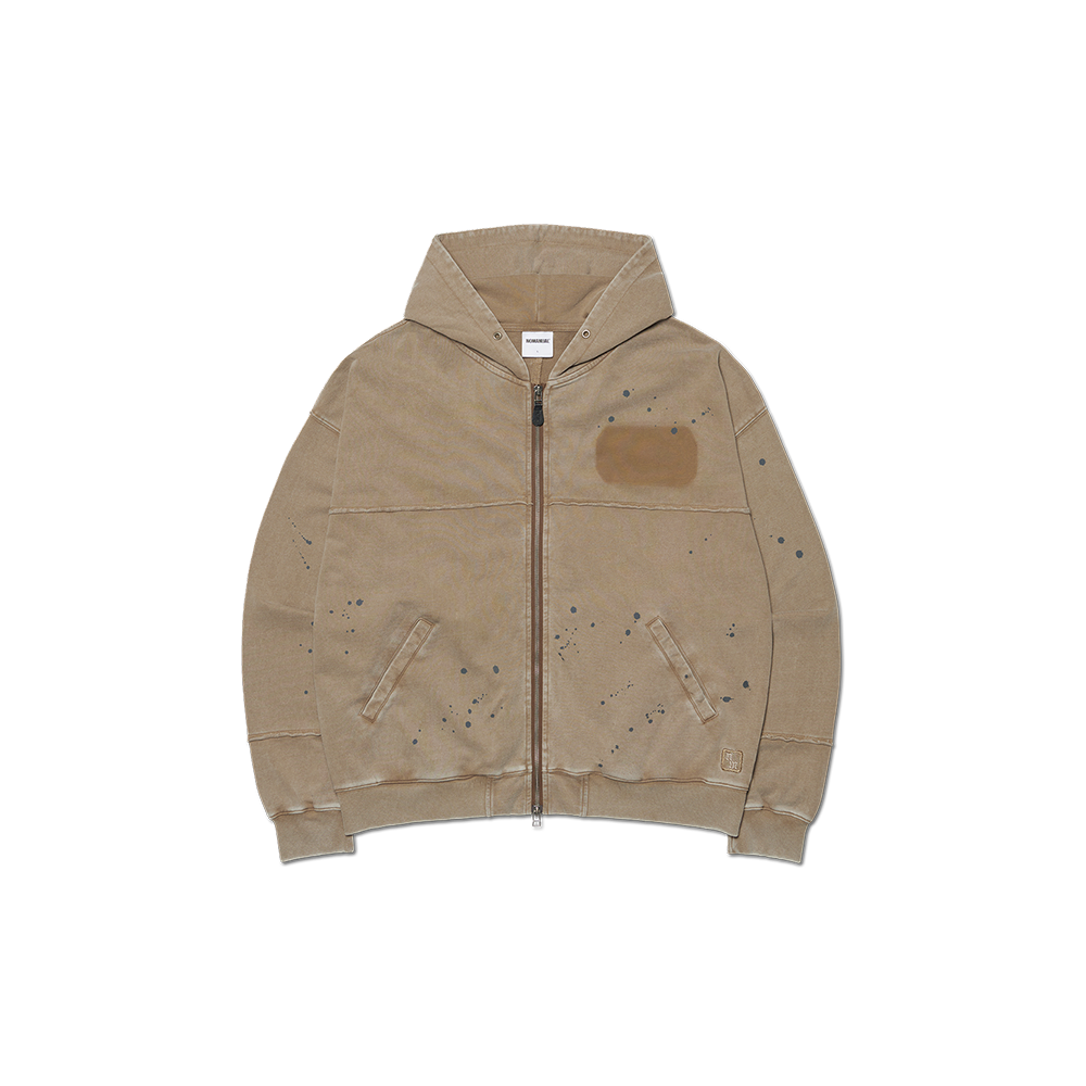 노매뉴얼 디태치드 패치 후디드 집업 워시드 브라운(NOMANUAL Detached Patch Hooded Zip-Up Washed Brown)
