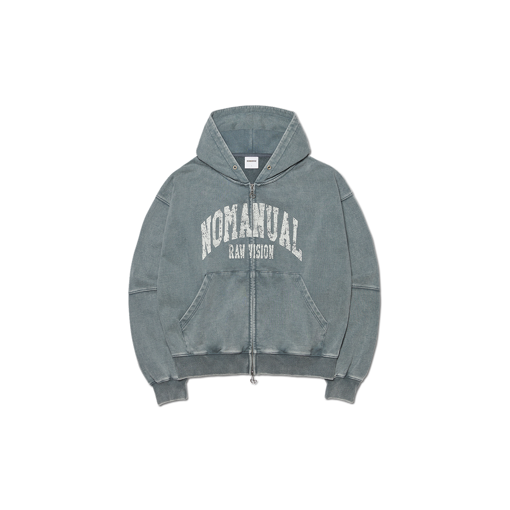 노매뉴얼 C.A 빈티지 후디드 집업 워시드 그레이
