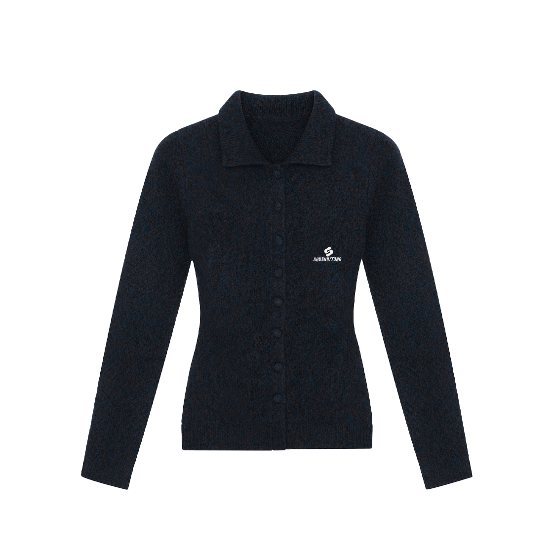 슈슈통 우먼 라펠 피티드 가디건 네이비 블루 - 25FW(Shushu/Tong Women Lapel Fitted Cardigan Navy Blue - 25FW)