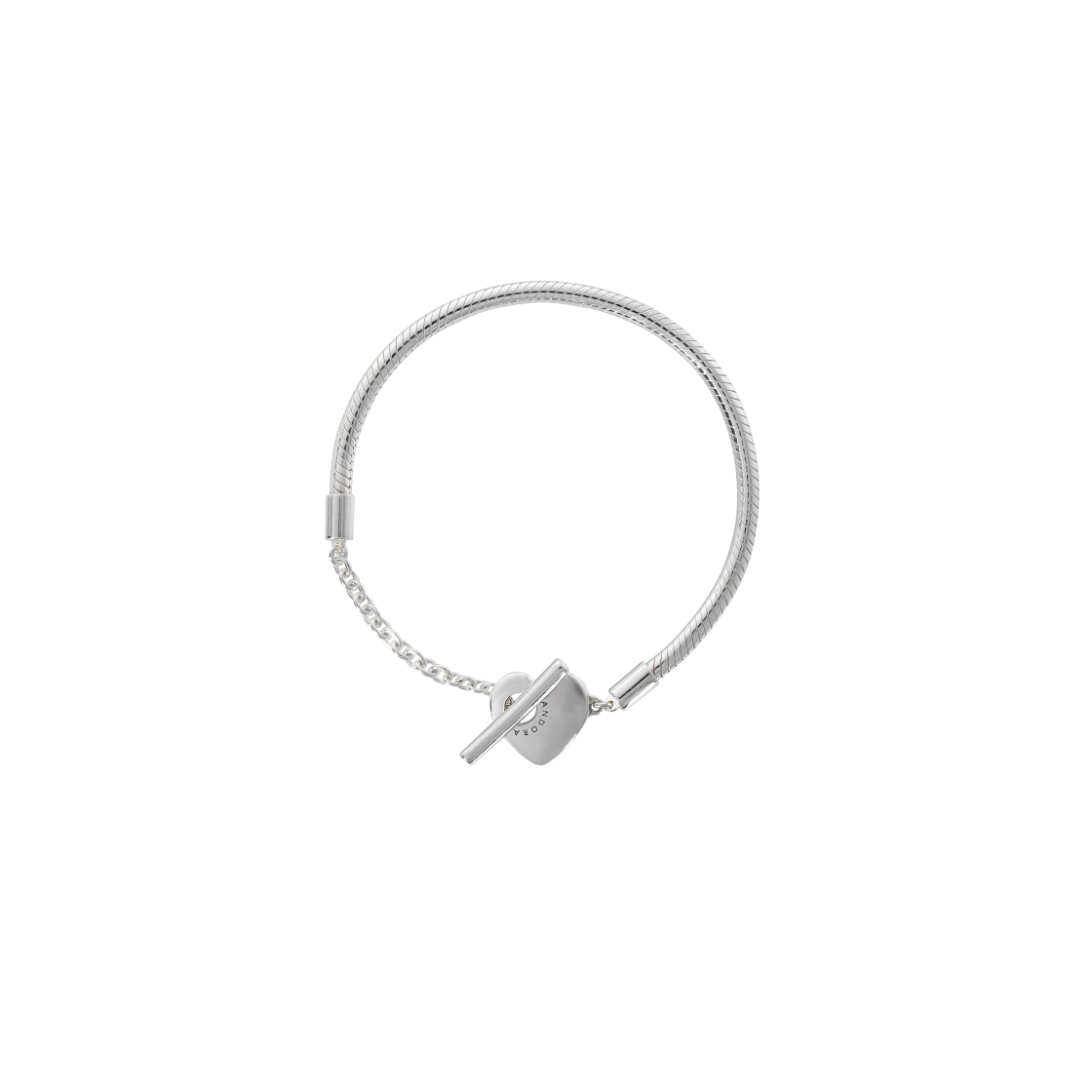 (W) 판도라 모먼트 하트 T-바 스네이크 체인 브레이슬릿 스털링 실버((W) Pandora Moments Heart T-Bar Snake Chain Bracelet Sterling Silver)