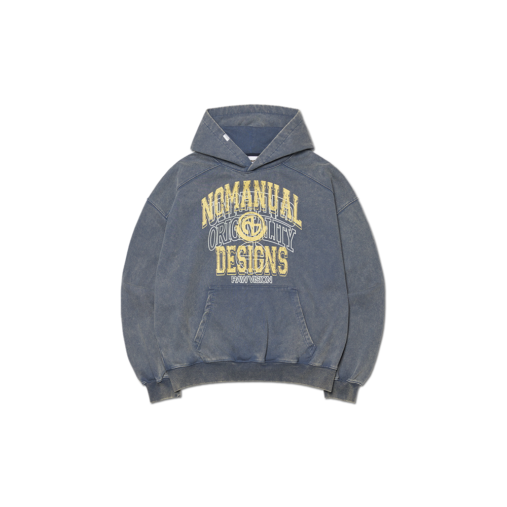 노매뉴얼 레이어드 아치 그래픽 후디 워시드 네이비(NOMANUAL Layered Arch Graphic Hoodie Washed Navy)
