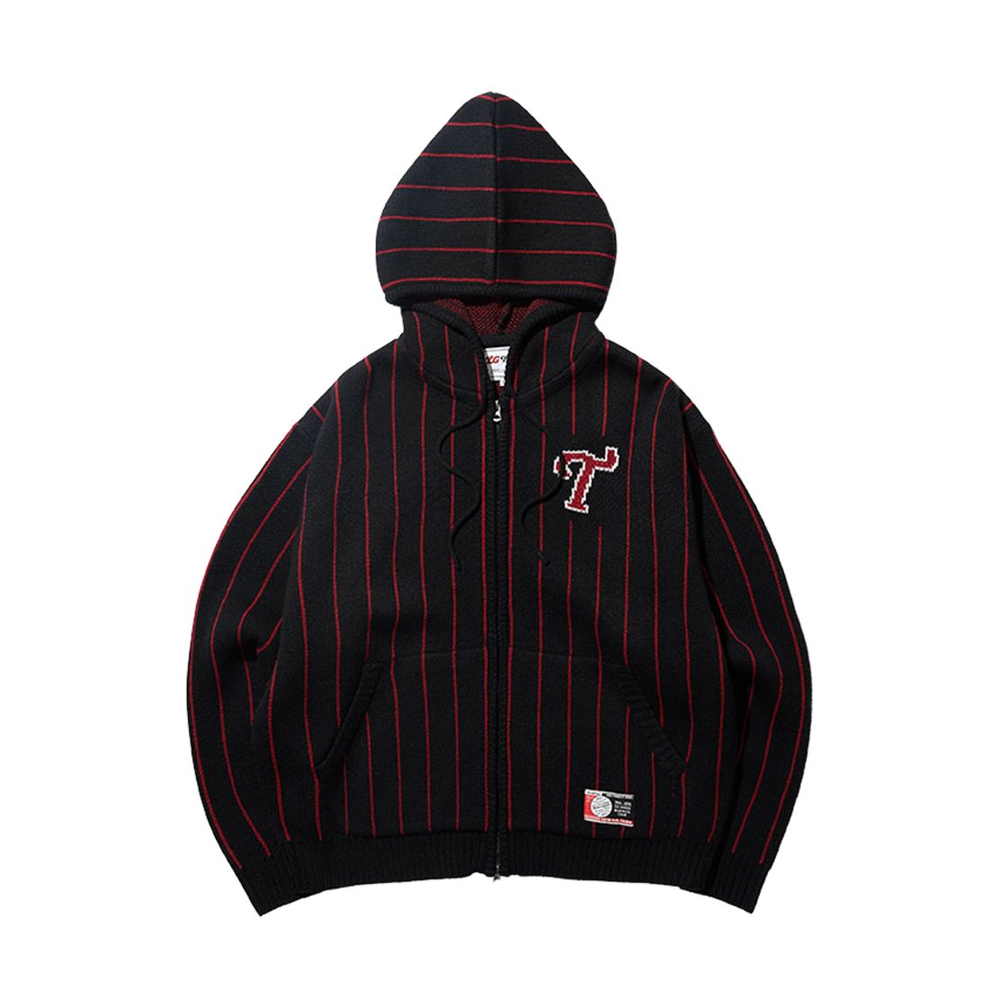 LG 트윈스 x 1993스튜디오 스트라이프 니트 후드 집업 블랙(LG Twins x 1993STUDIO Stripe Knit Hoodie Zip Up Black)